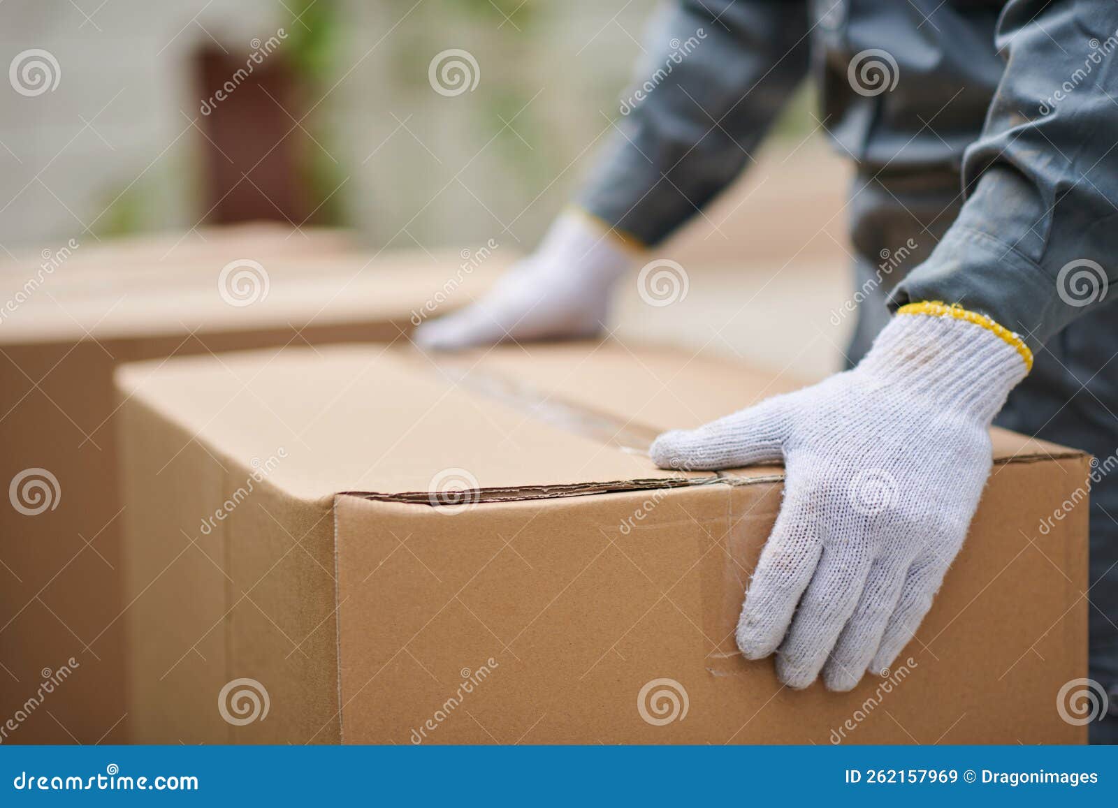 Mover Carrying Cardboard Boxes Stock Image Image of delivery