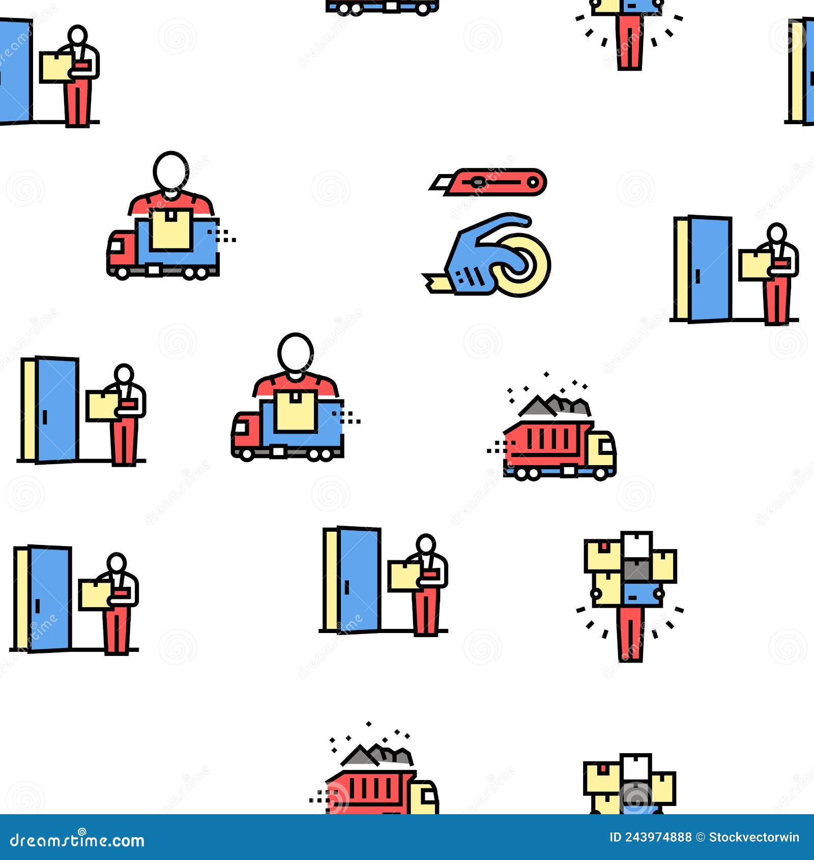 Mover Express Service Vector Seamless Pattern Stock Vector