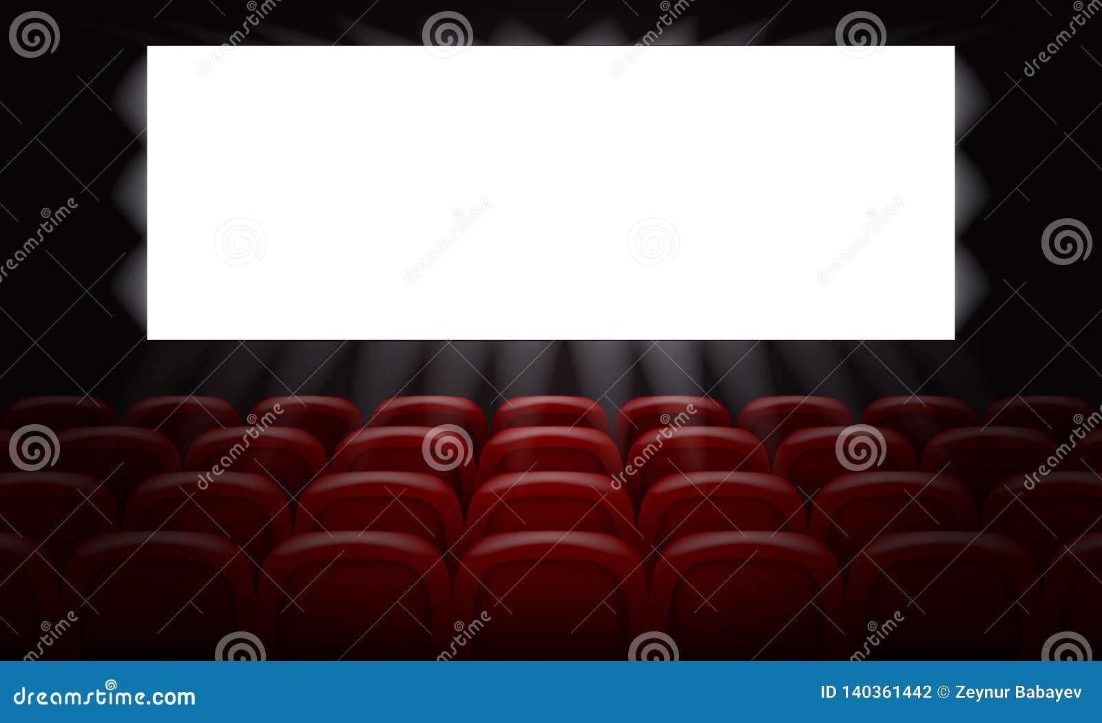 Movie Cinema with Empty White Screen for Poster Design. 3d Vector ...