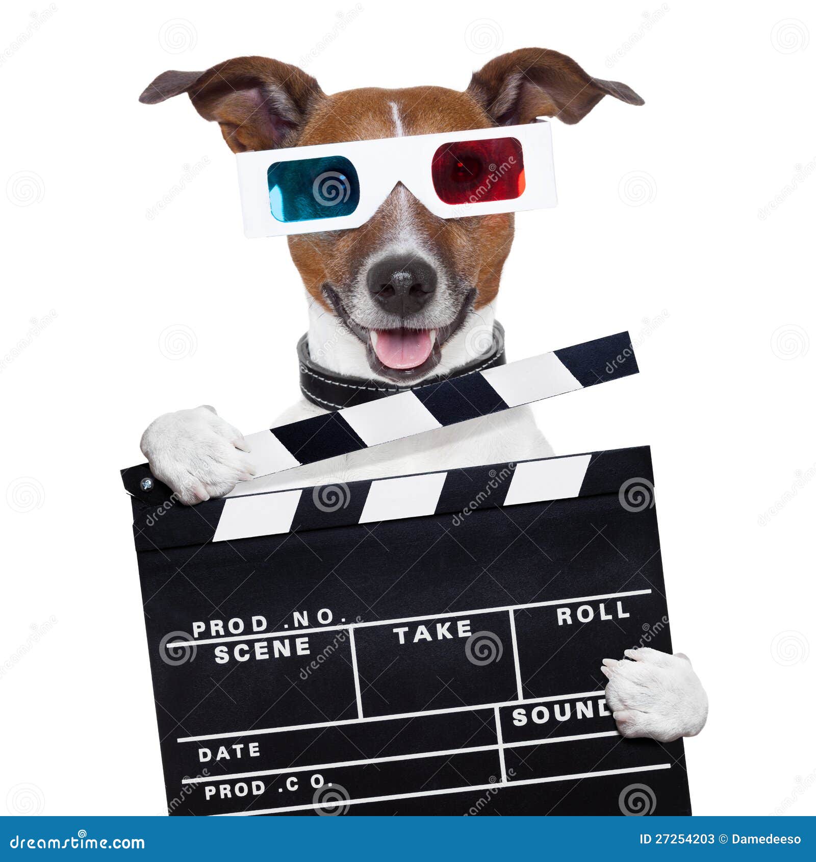 Movie Clapper Board 3d Glasses Dog Stock Image Image of scene, animal