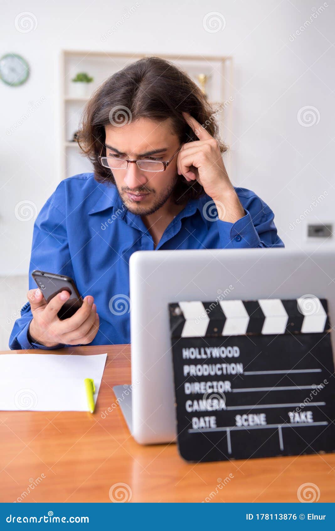Movie Director Working in the Studio Stock Photo Image of message, board 178113876