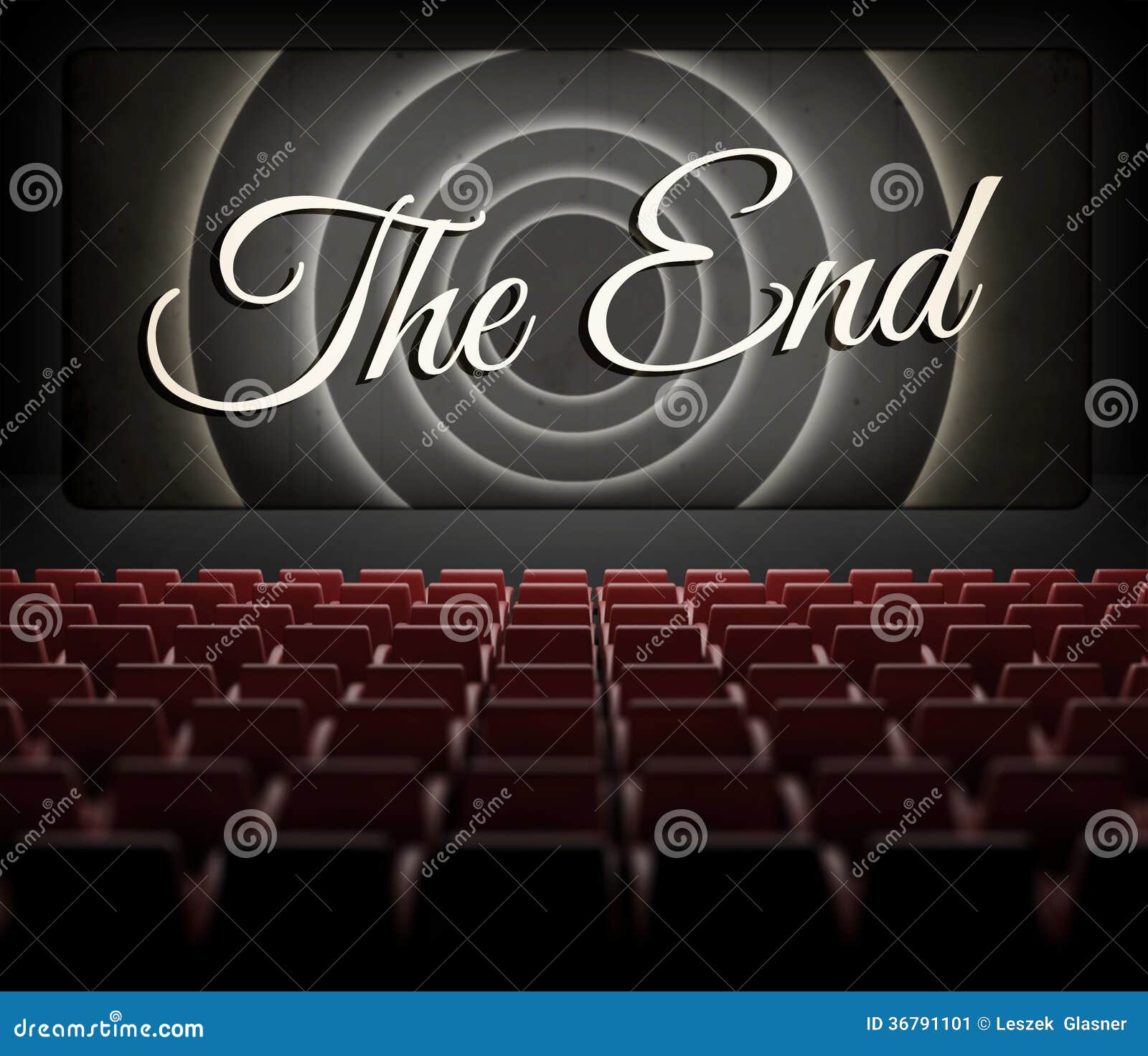 Movie Ending Screen In Old Retro Cinema Stock Image ...