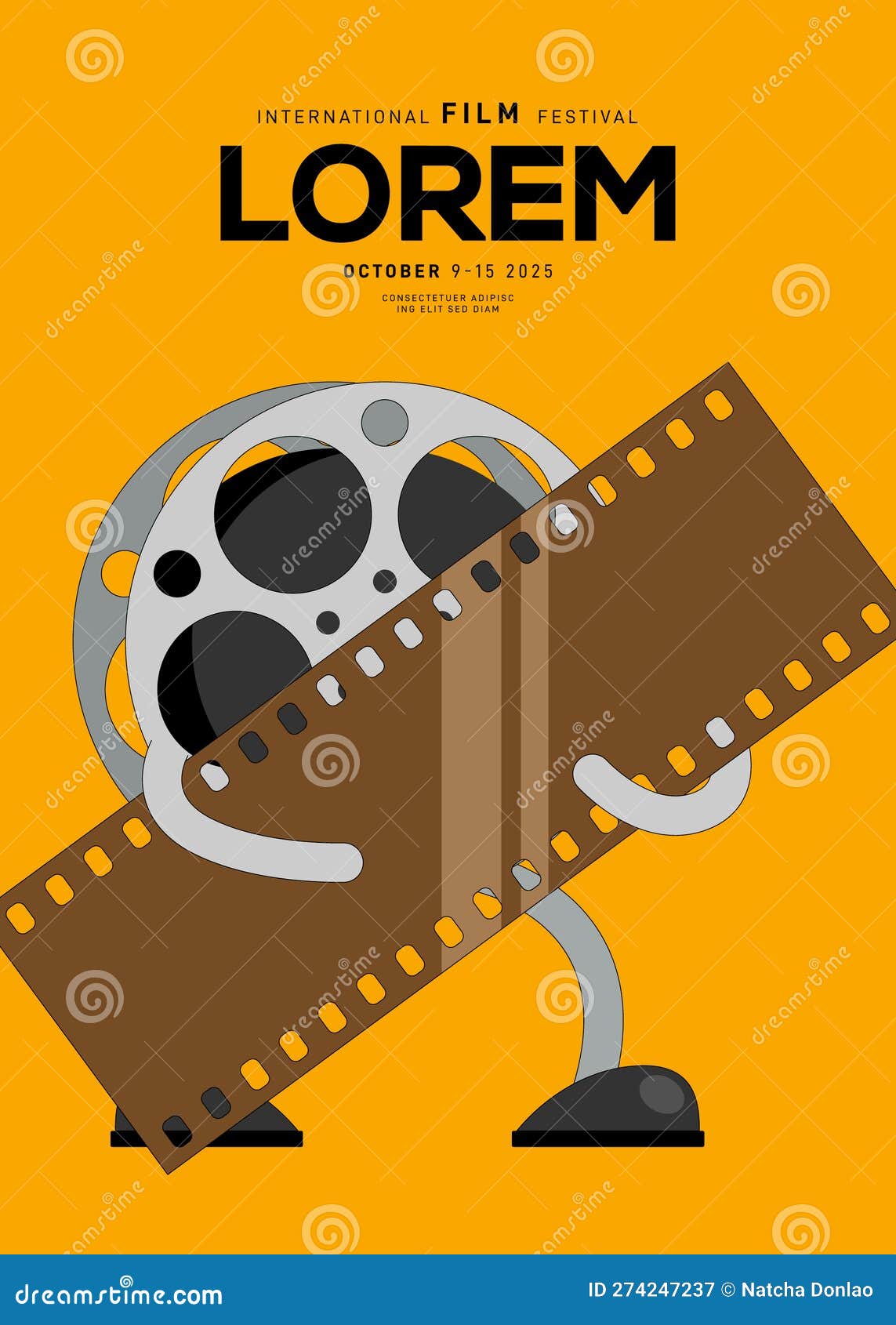 Movie Festival Poster Design Template Background with Vintage Film Reel  Stock Vector - Illustration of cinema, theater: 274247237
