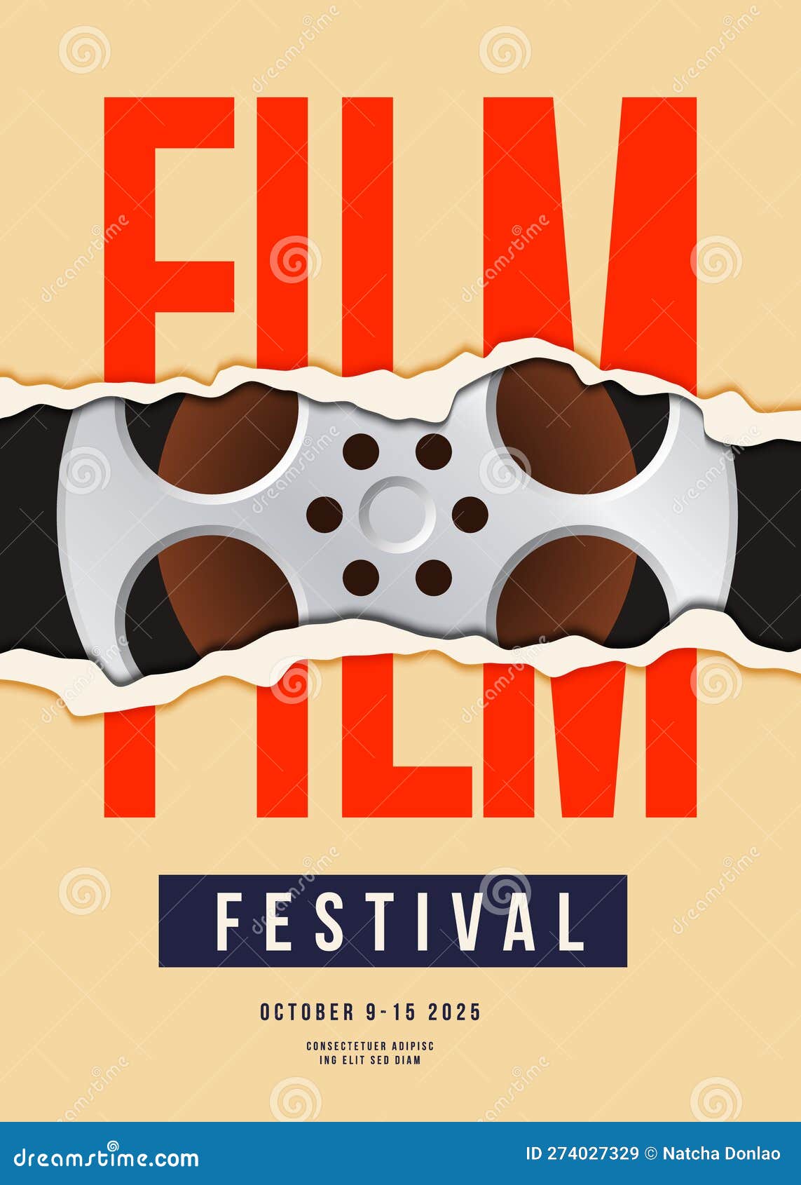 movie and film festival poster  template backgroundn with film reel