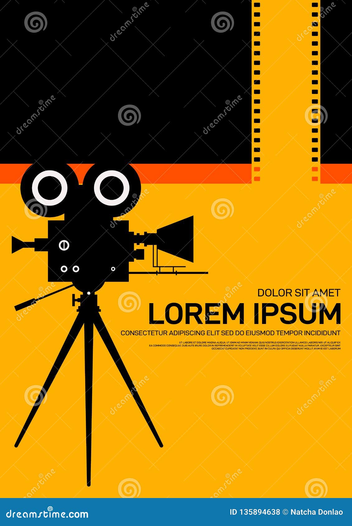 Movie and Film Poster Design Template Background Modern Vintage Retro Style  Stock Illustration - Illustration of event, design: 135894638