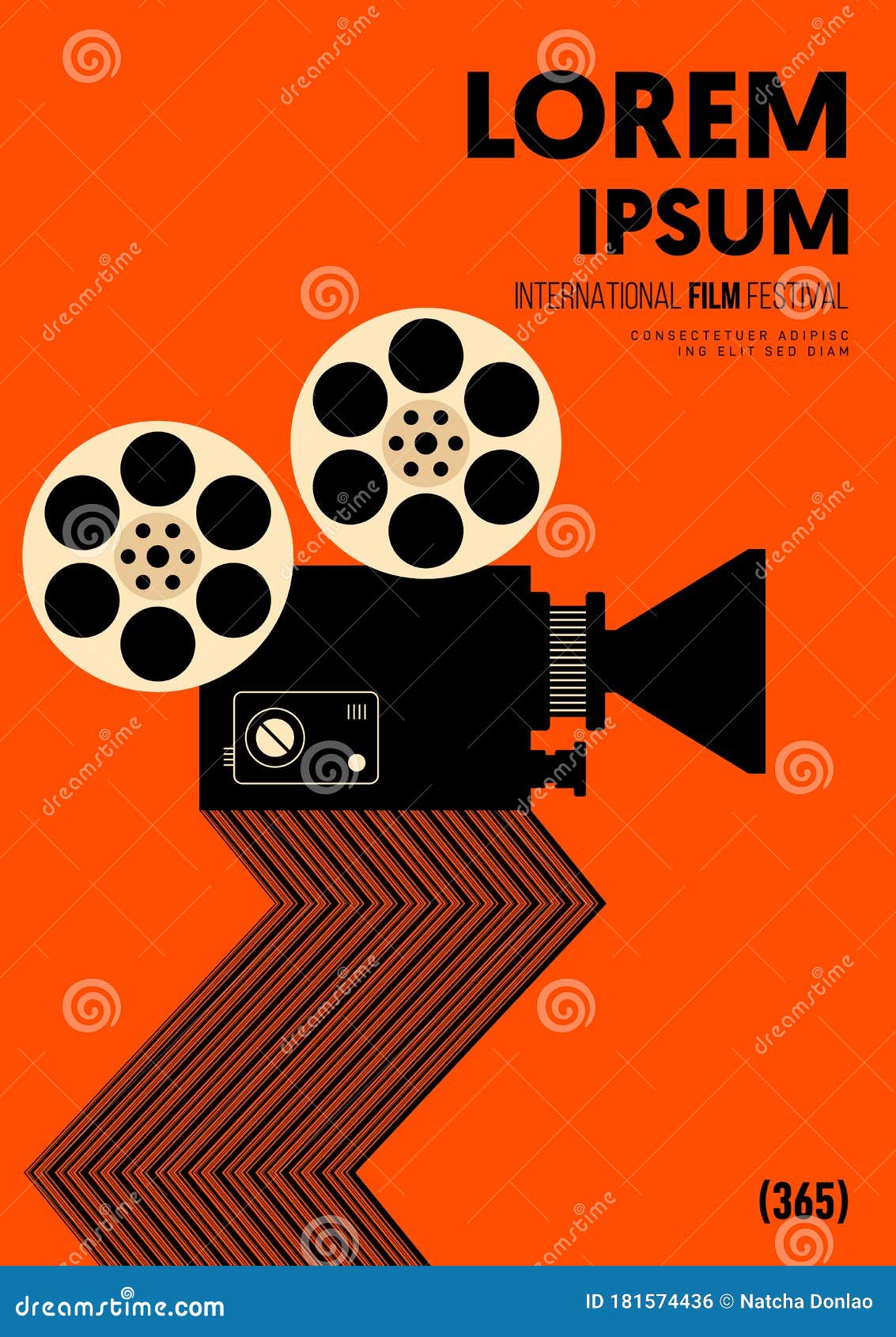 Movie and Film Poster Design Template Background with Vintage Film Camera  and Stripe Line Stock Vector - Illustration of publication, retro: 181574436