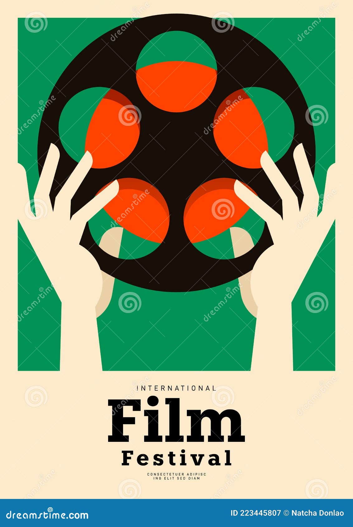 Movie and Film Poster Design Template Background with Vintage Film Reel  Stock Vector - Illustration of banner, poster: 223445807