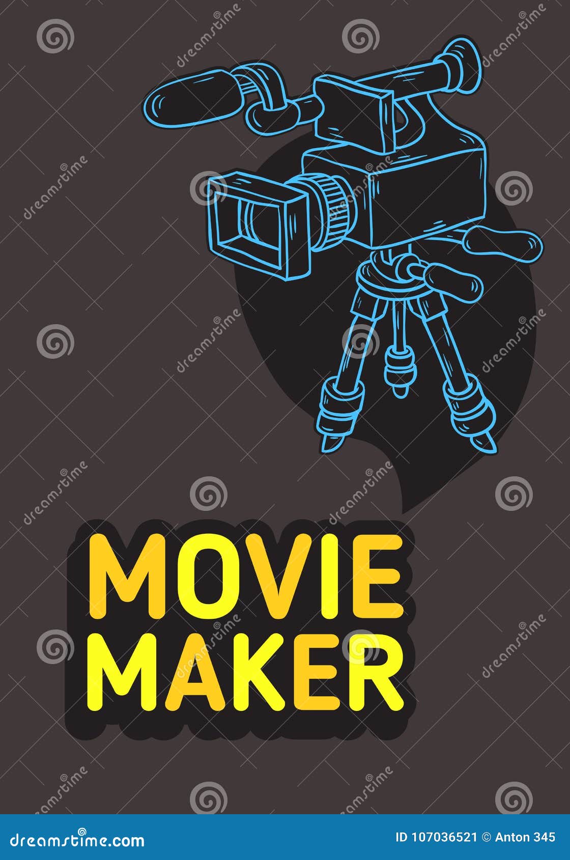 Movie Maker Poster Design With Isolated Video Camera Stock