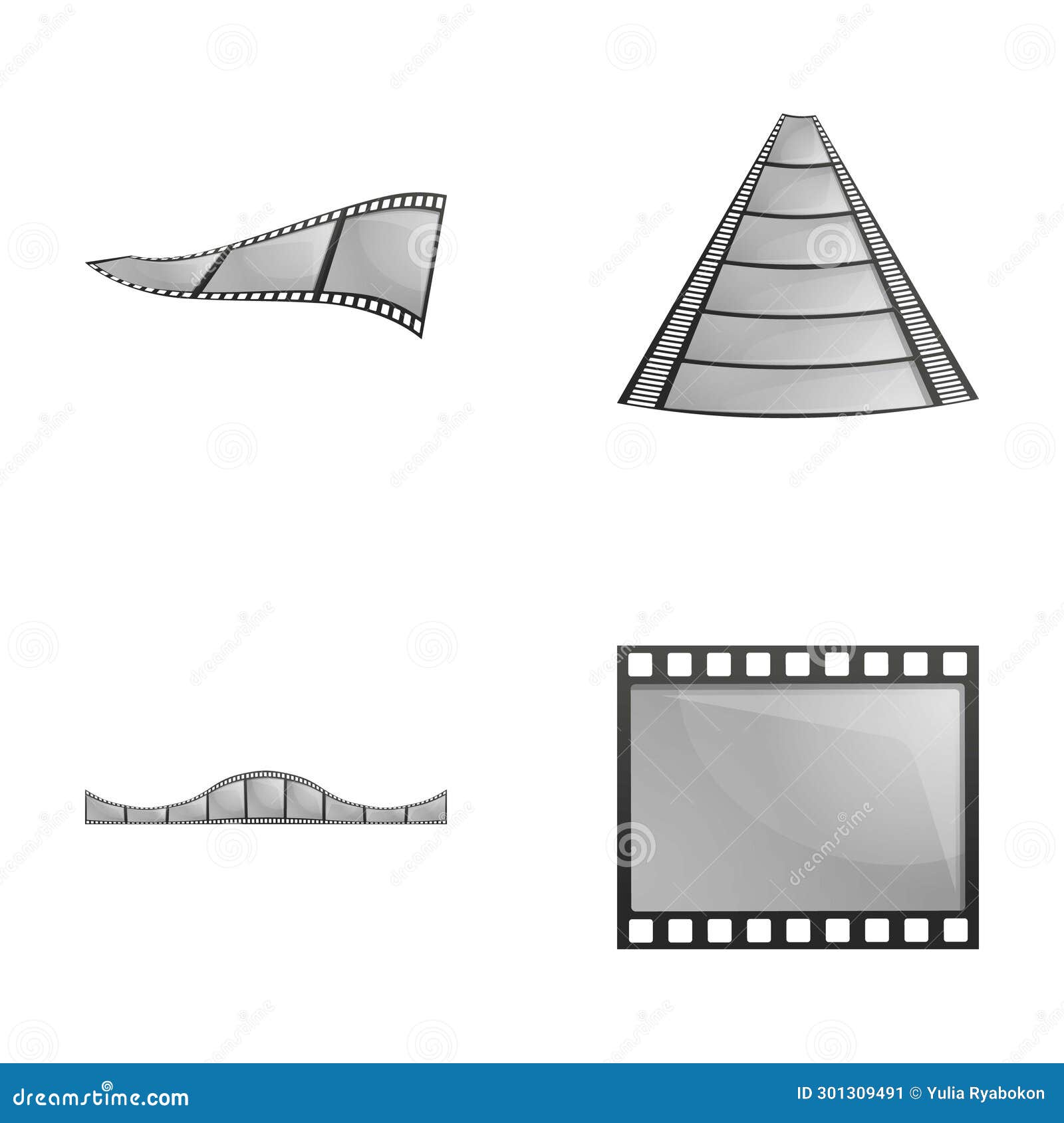 movie reel icons set cartoon . retro film strip