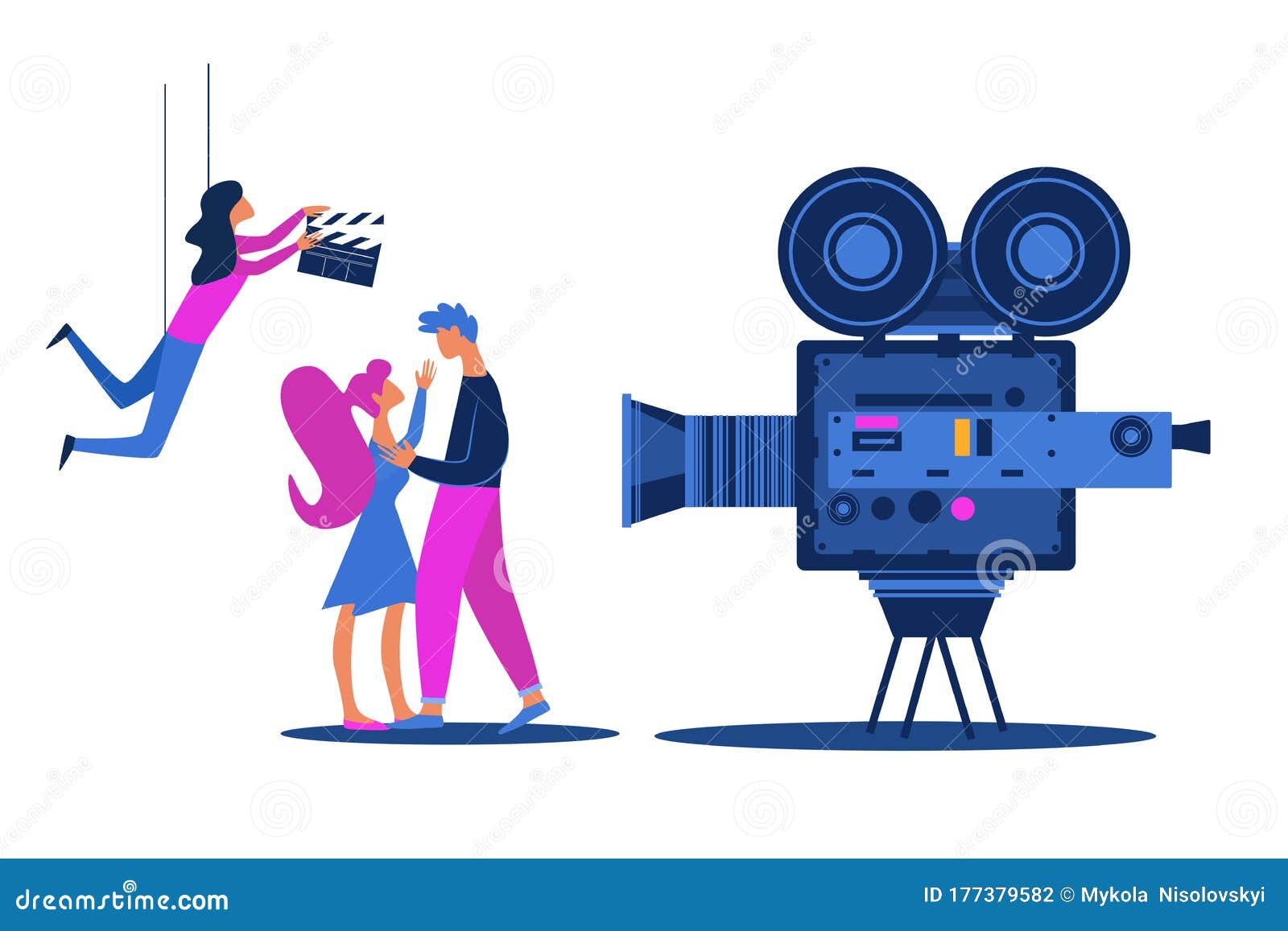 Movie Shooting Hollywood Love Story Scene Actors Stock Vector - Illustration of element, human: 177379582 Movie Shooting Hollywood Love Story Scene Actors Stock Vector - Illustration of element, human: 177379582
