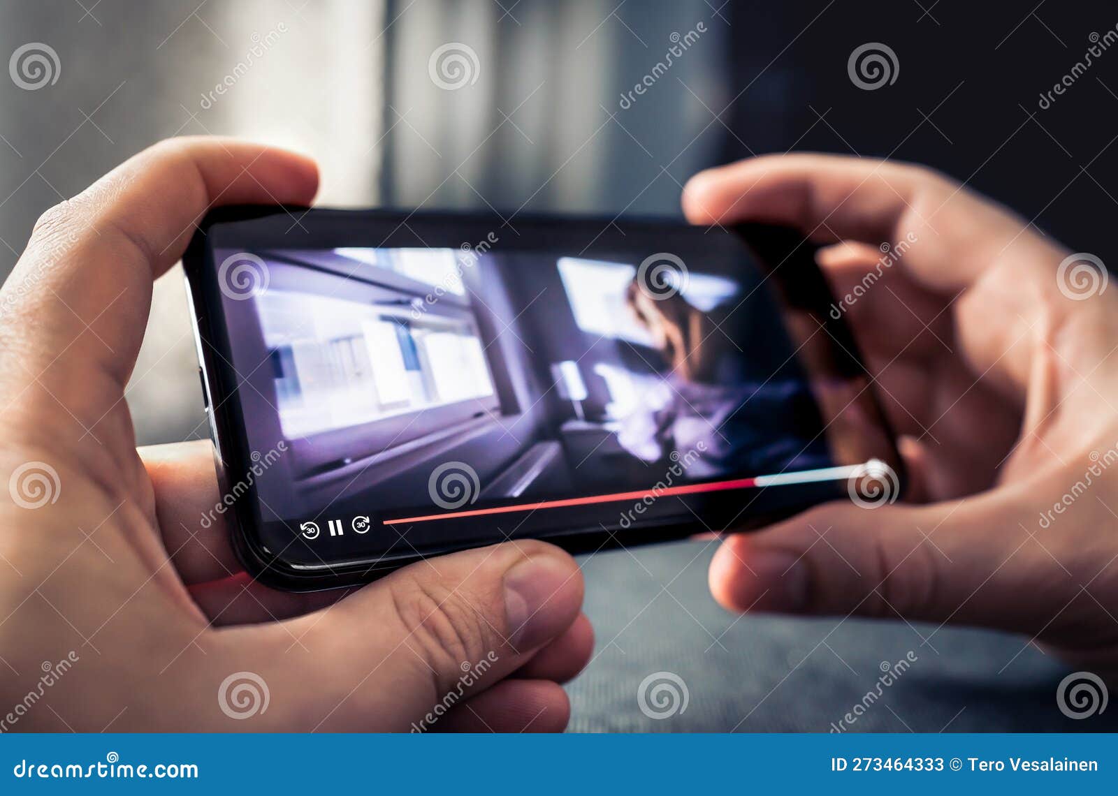 Movie Stream and Watching Video with Phone. Tv Series in Online VOD on Demand Service in Smartphone Screen