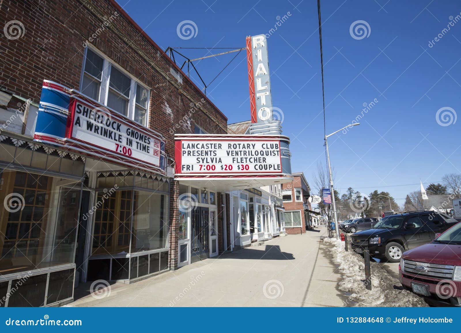 Movie Theater in the Business District of Lancaster, New Hampshire