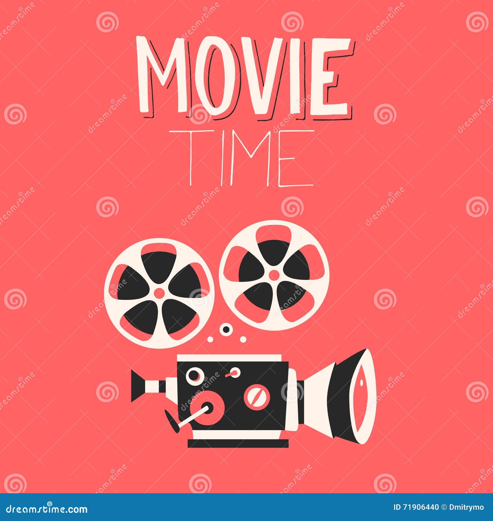 Movie Time Poster. Cartoon Vector Illustration. Cinema Motion Picture Stock  Vector - Illustration of drawn, frame: 71906440