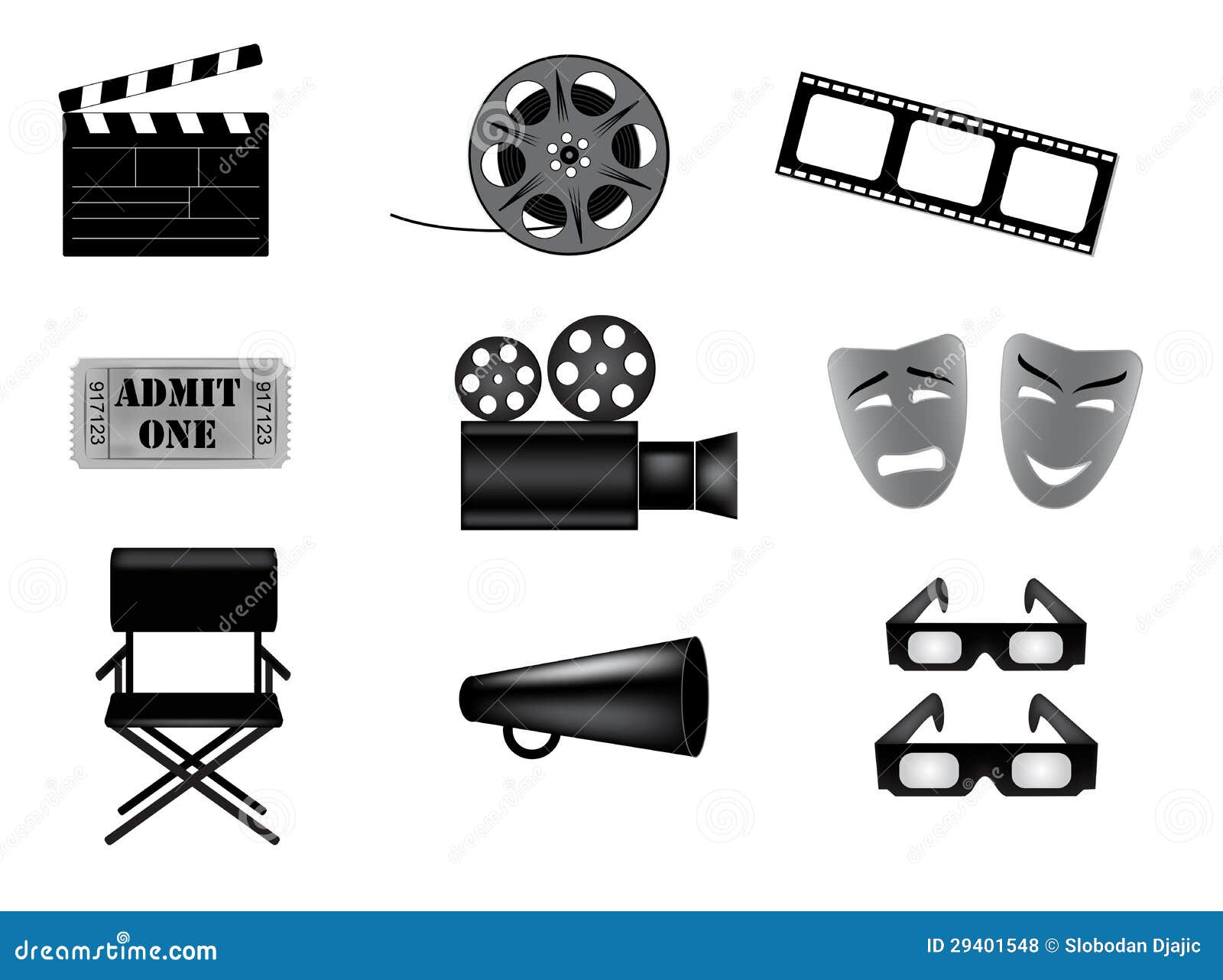 Movie vector icons set stock vector. Illustration of reel - 29401548