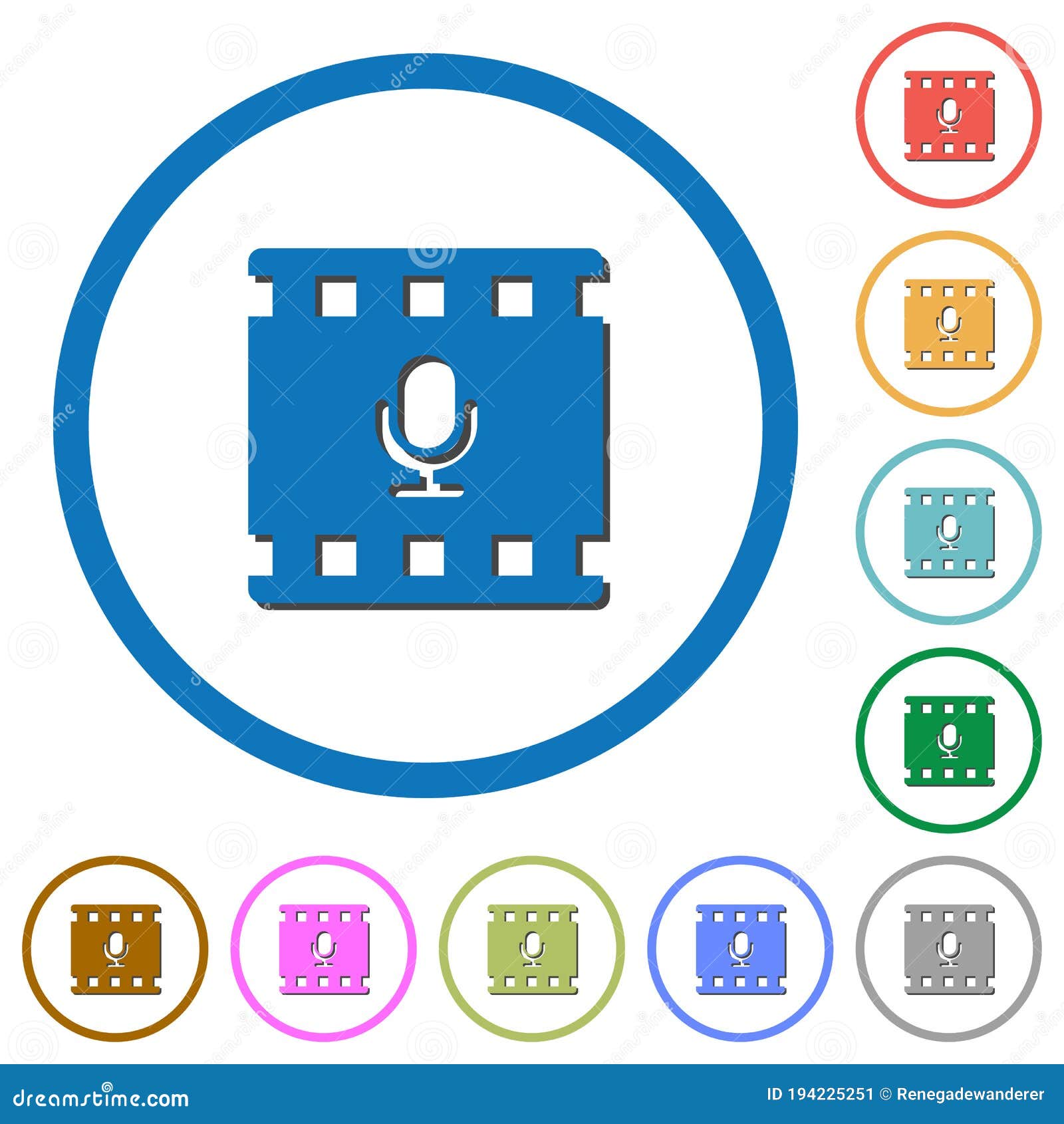 movie voice icons with shadows and outlines