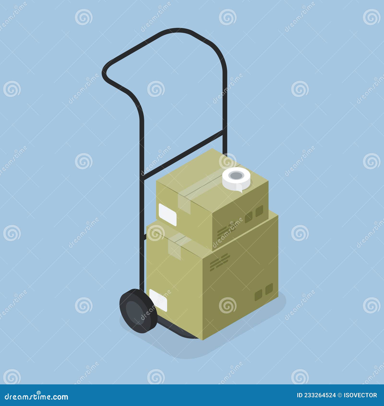 Moving Delivery Dolly Isometric Illustration Stock Vector