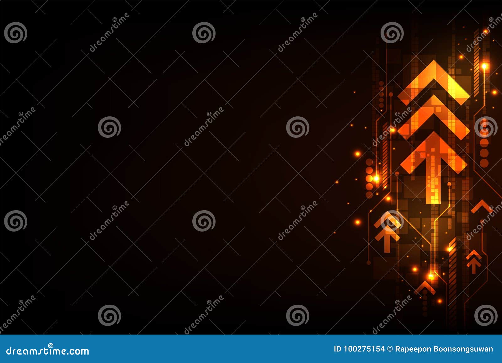 Moving Digital To the Future World on a Dark Orange Background. Stock