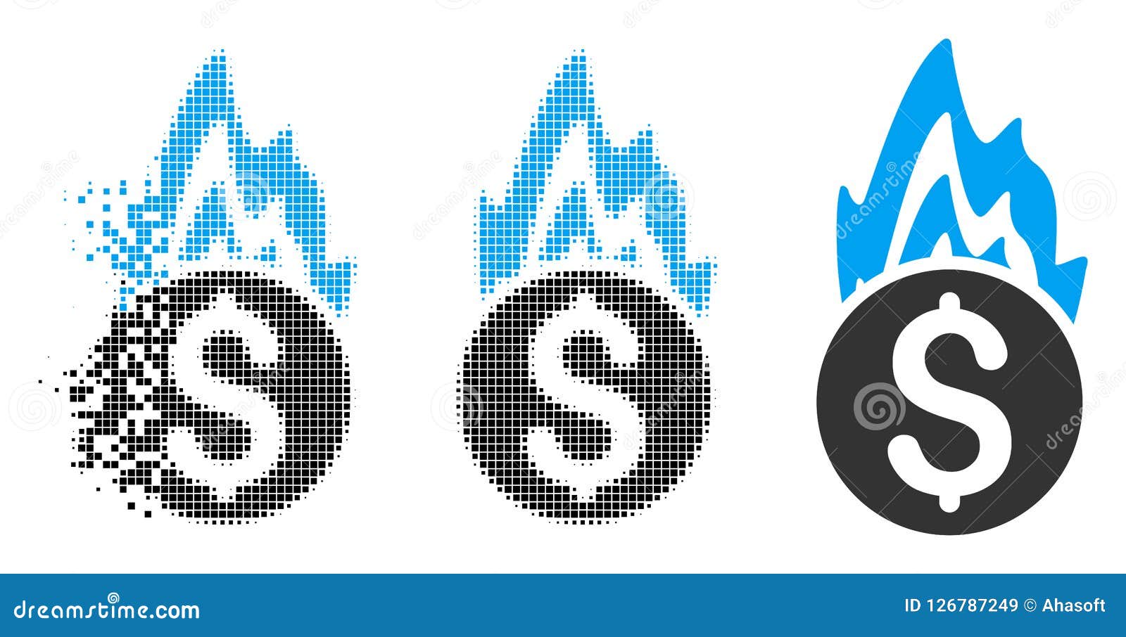 moving pixelated halftone fire damage icon
