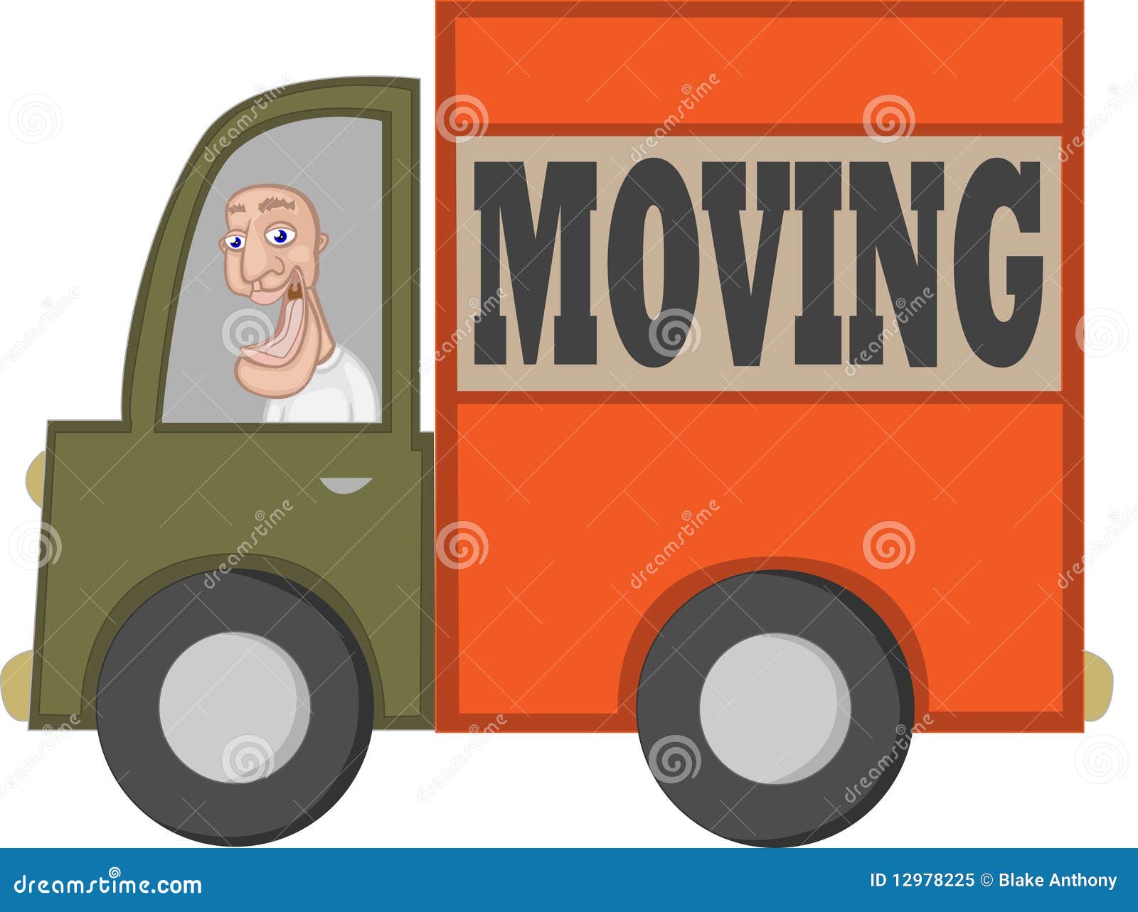 moving truck with cartoon driver