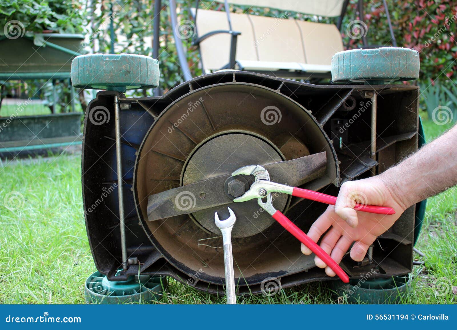 Mower maintenance stock photo. Image of cleaning, gardener 56531194