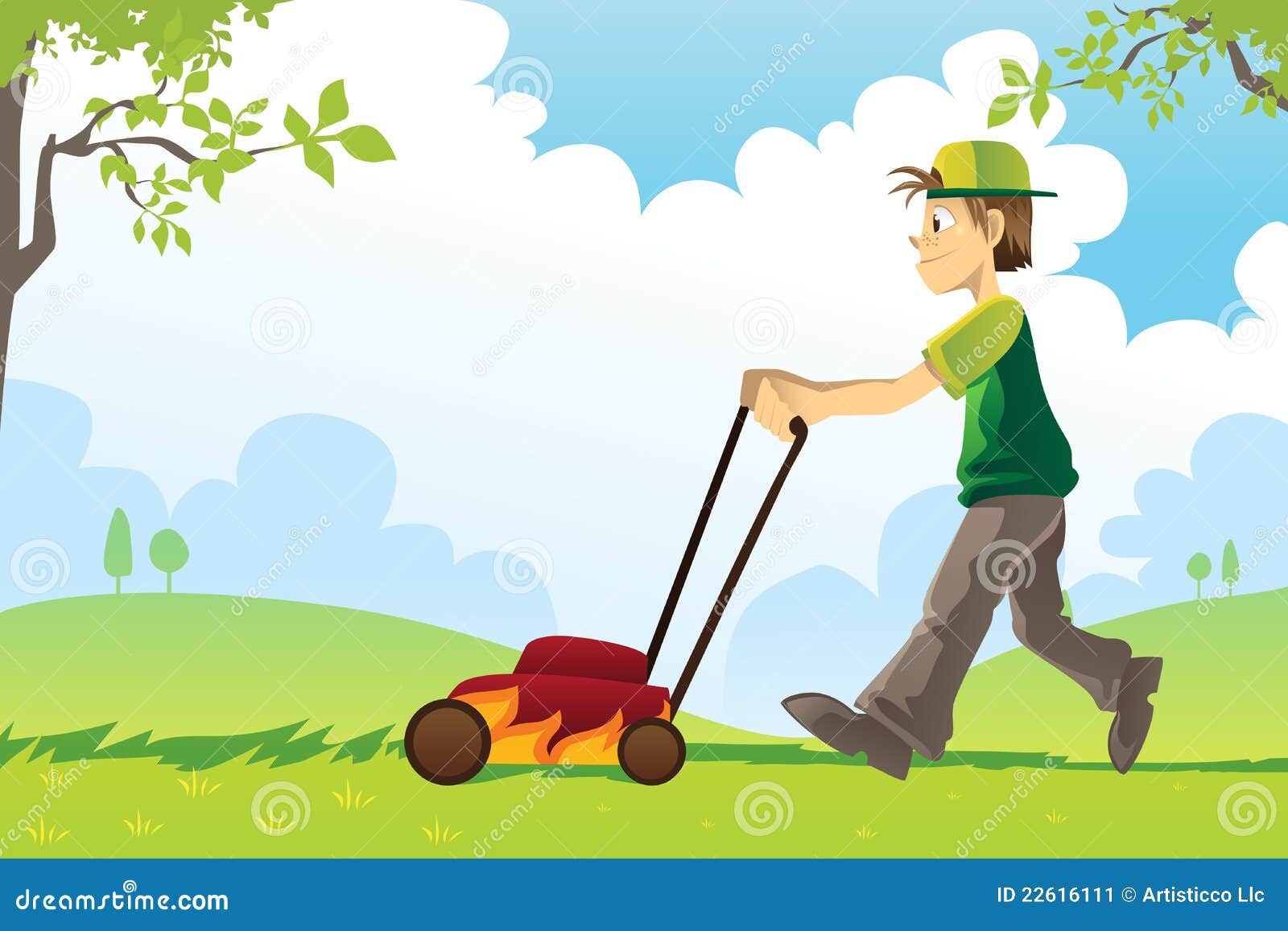 clipart of mowing lawns