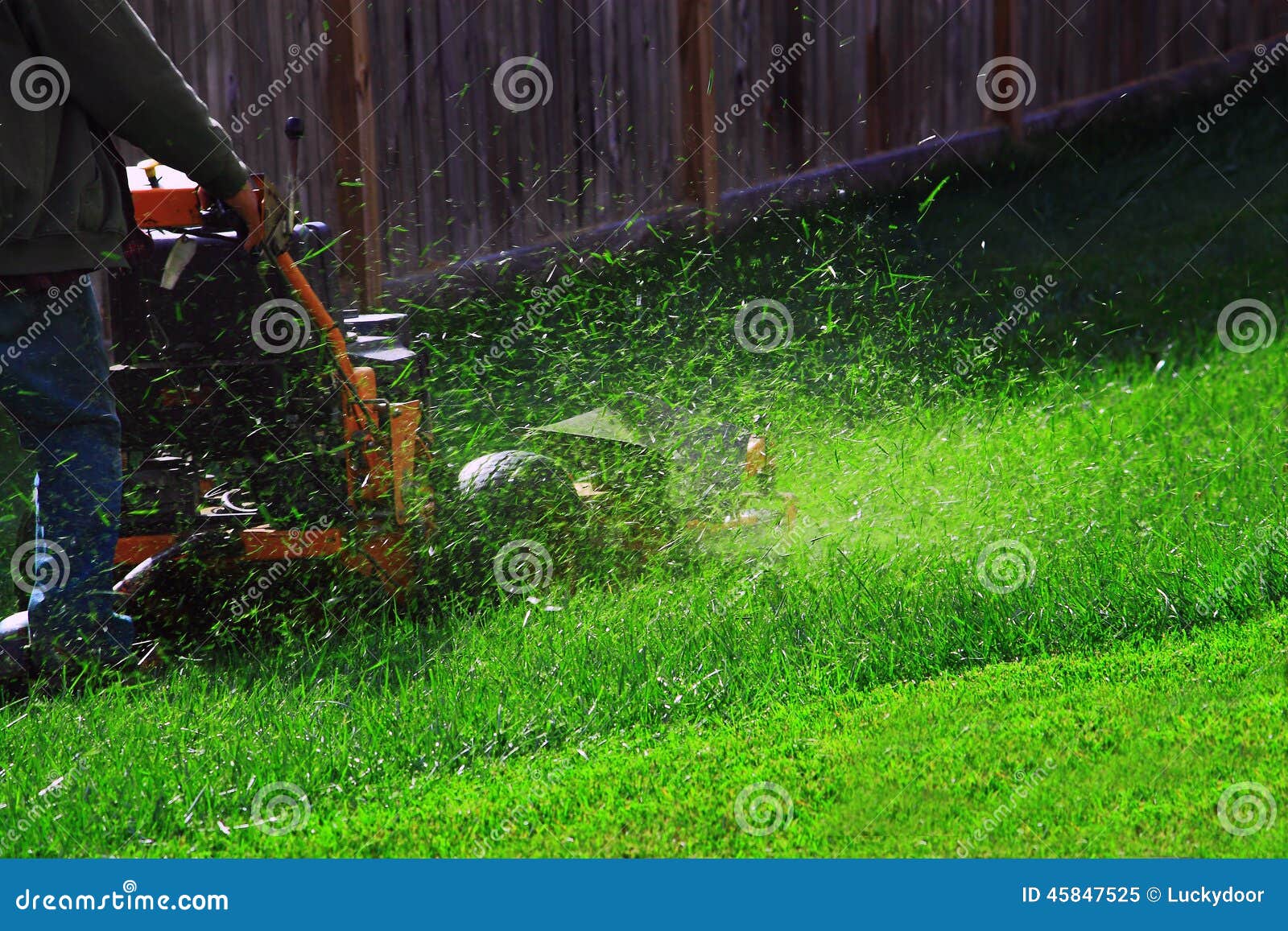 mowing lawn