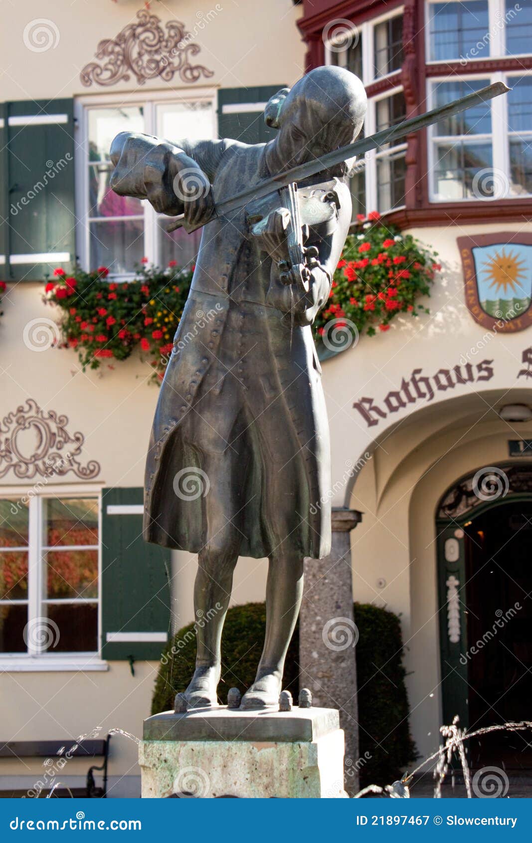 mozart statue in st. gilgen, austria