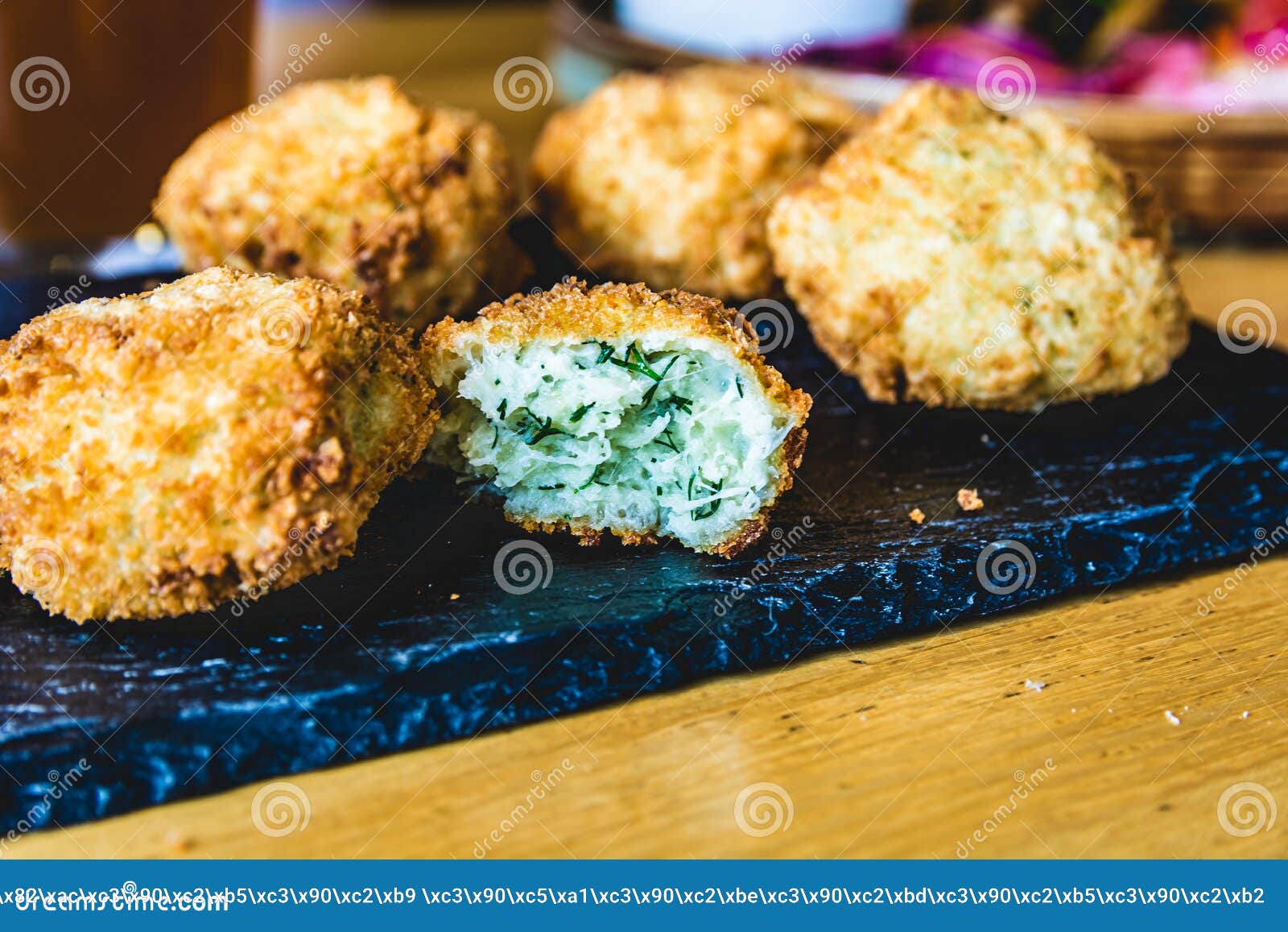 Mozzarella Balls Fried in Batter Stock Image Image of plant