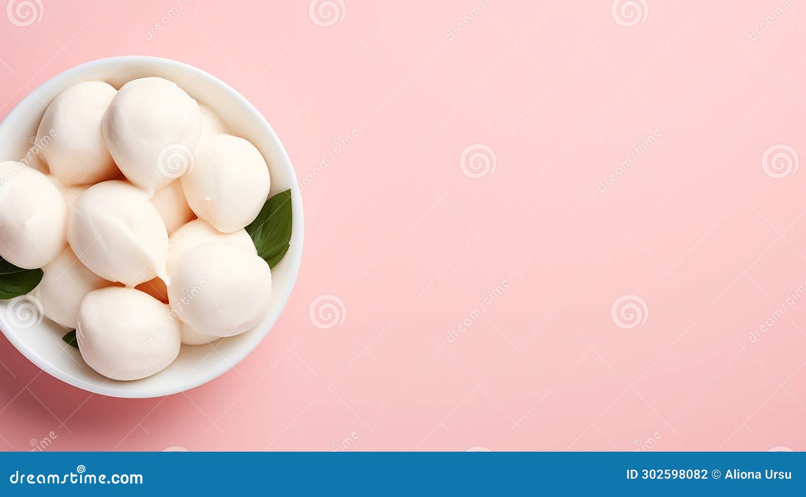 Mozzarella Cheese Balls in Bowl on Plain Background Stock Illustration
