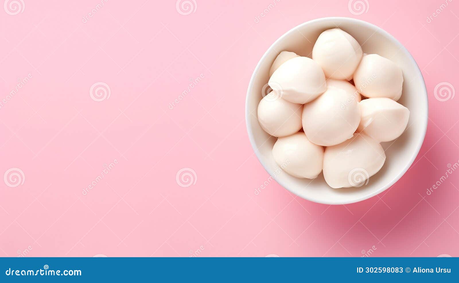 Mozzarella Cheese Balls in Bowl on Plain Background Stock Illustration