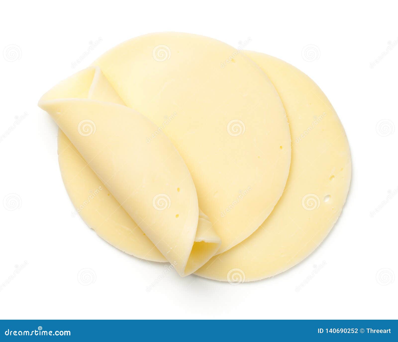 mozzarella cheese slices  on white background