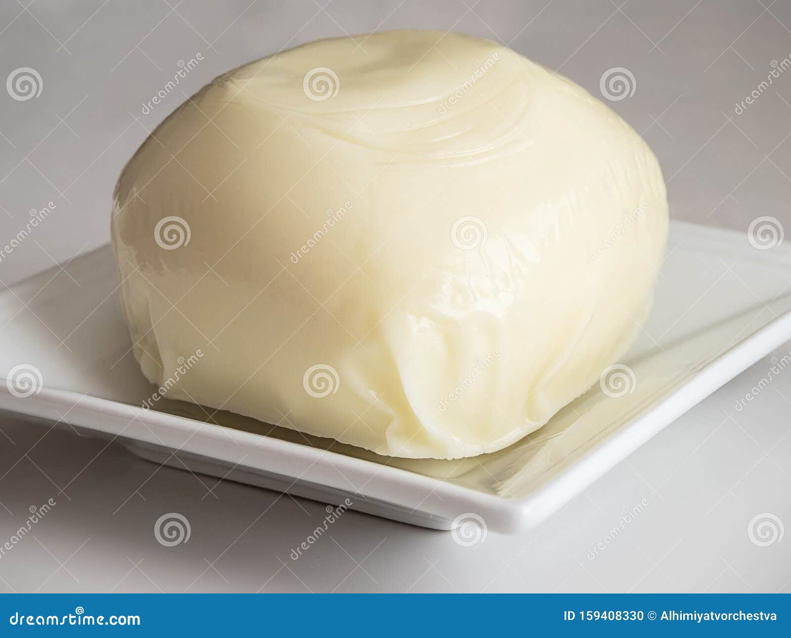 Mozzarella Cheese on a Square Plate Stock Photo Image of piece
