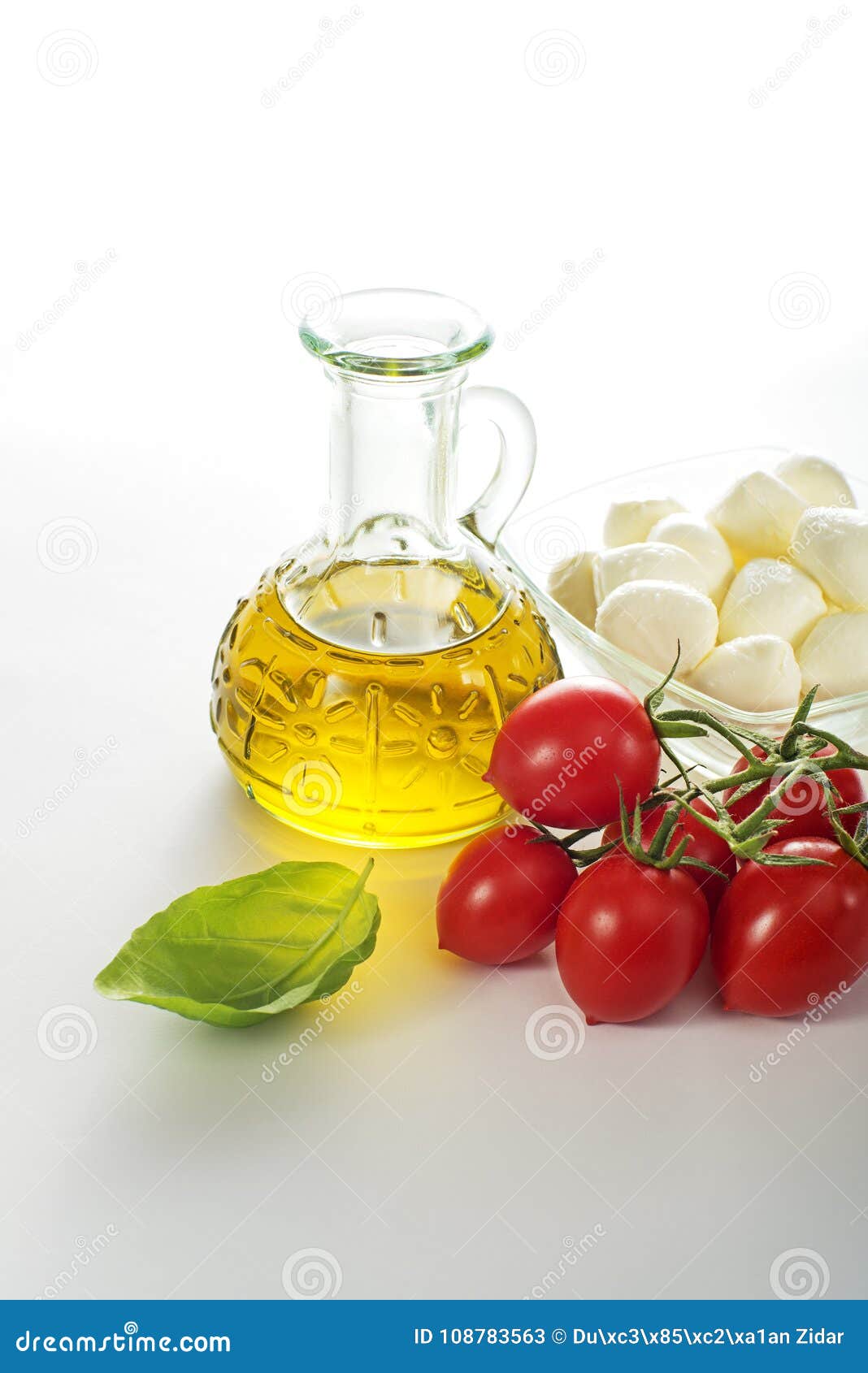 Mozzarella Cheese with Tomato and Olive Oil Stock Image Image of