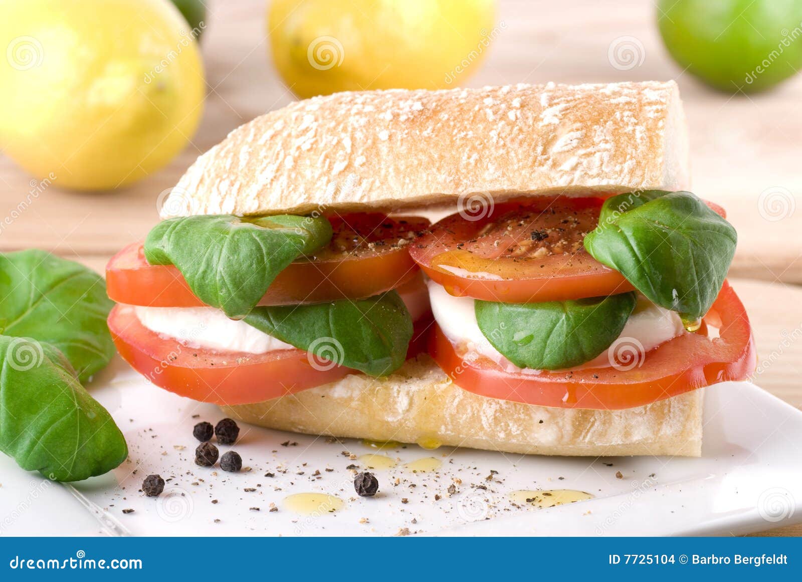 Mozzarella Ciabatta stock photo. Image of basil, lunch 7725104
