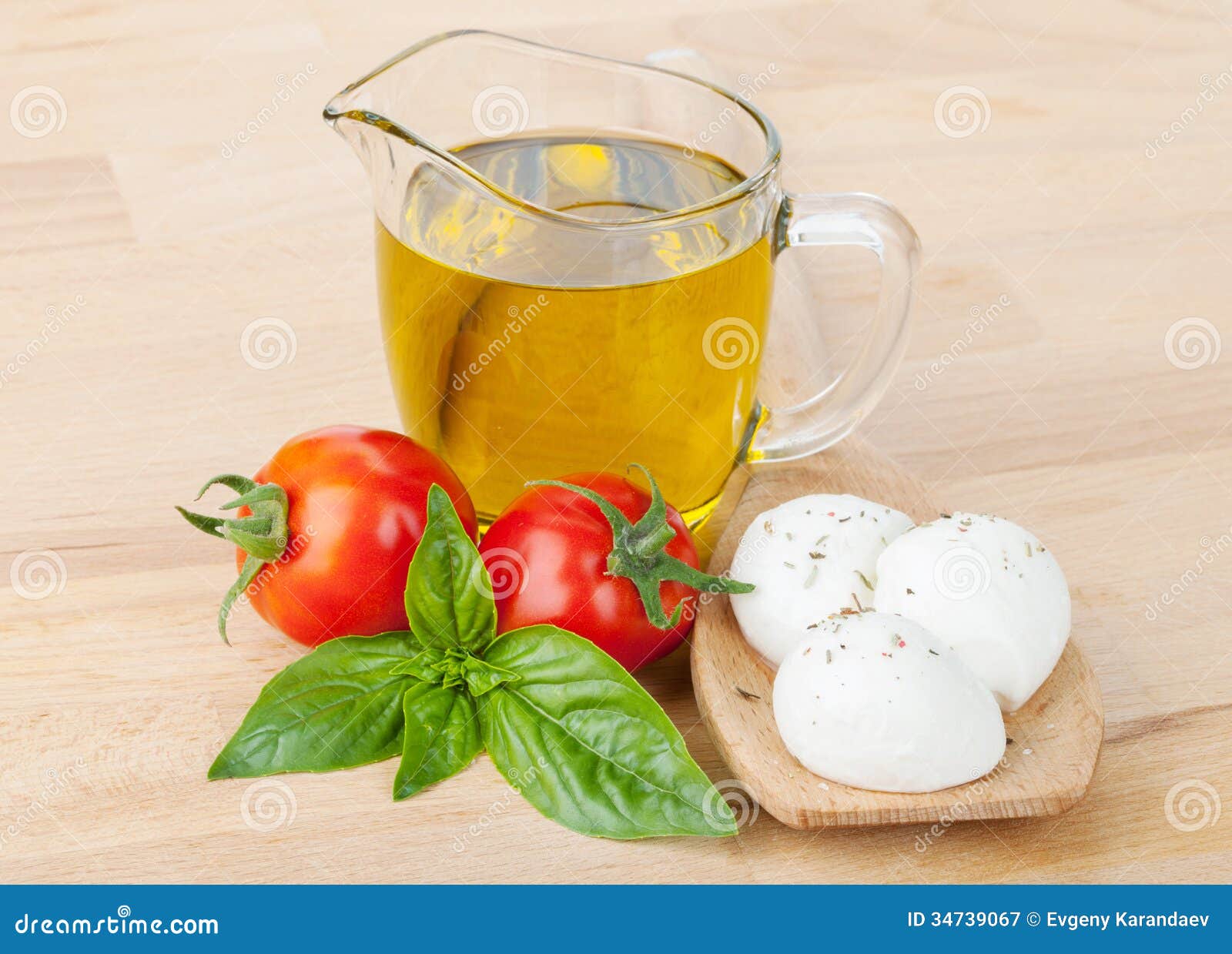 Mozzarella, Olive Oil, Tomatoes and Basil Stock Image Image of cheese