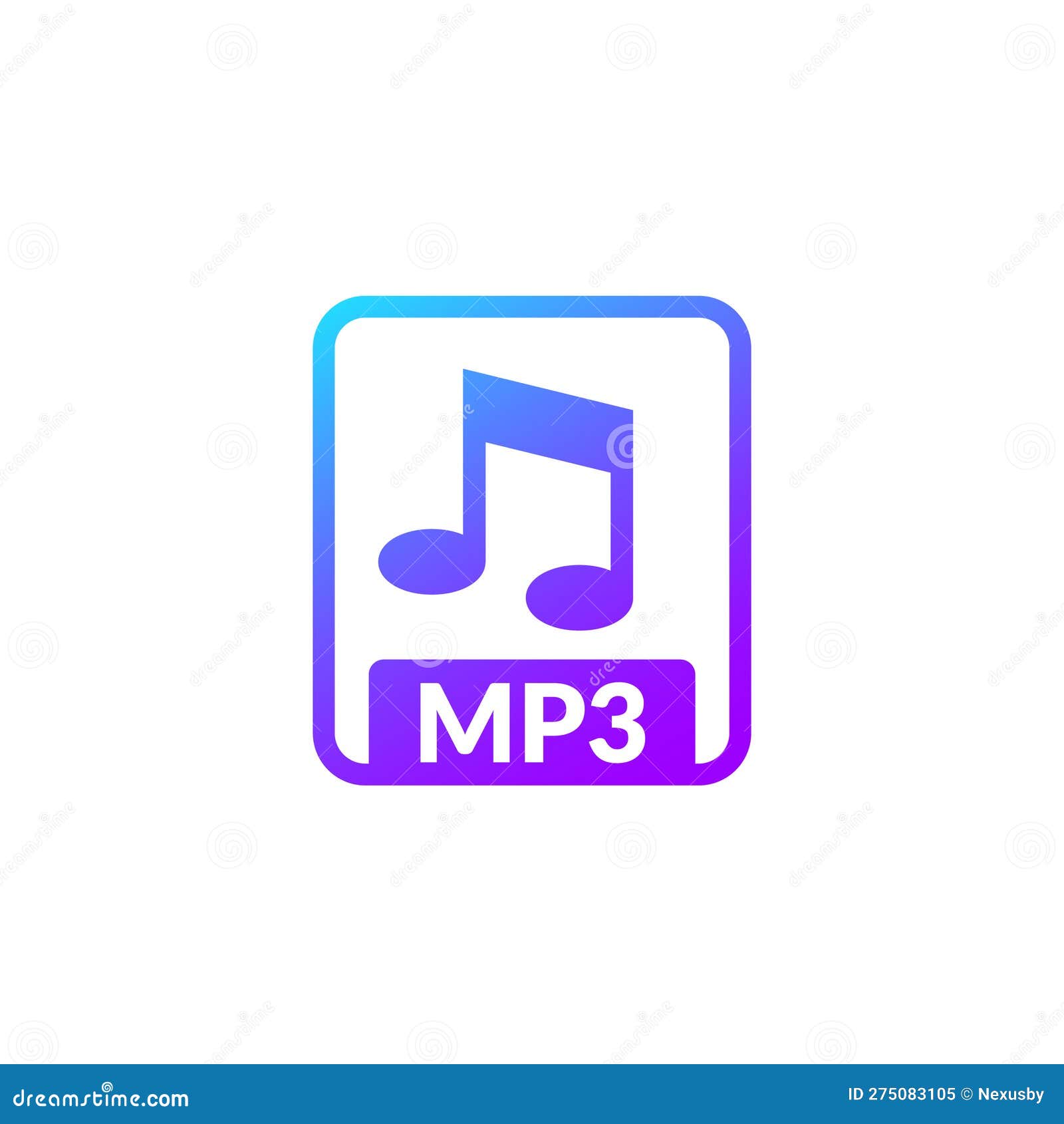 Mp3 File, Lossy Audio Format Icon Stock Vector Illustration of