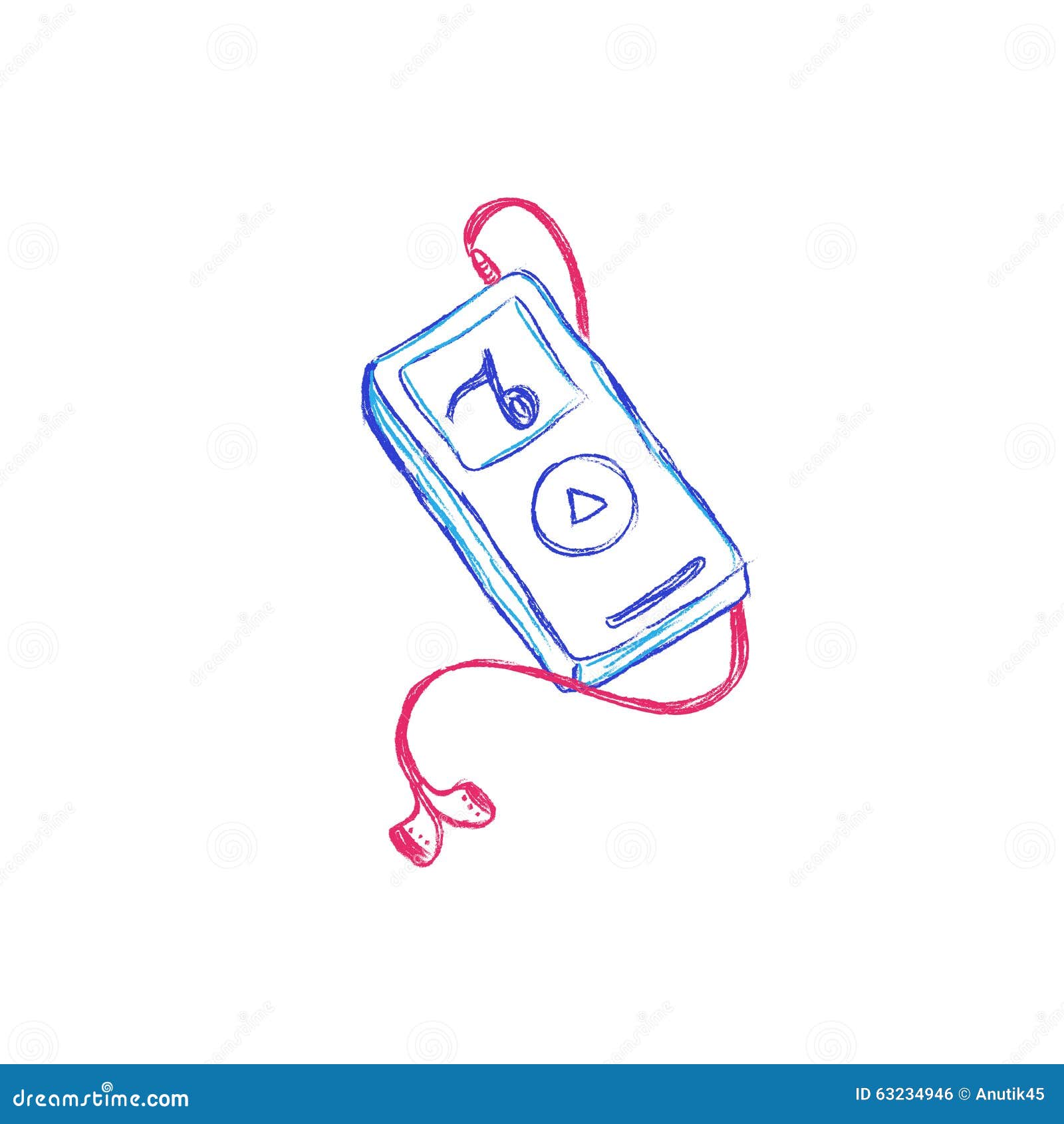 Mp3, Music, Player, Sketch, Vector, Illustration Stock Vector