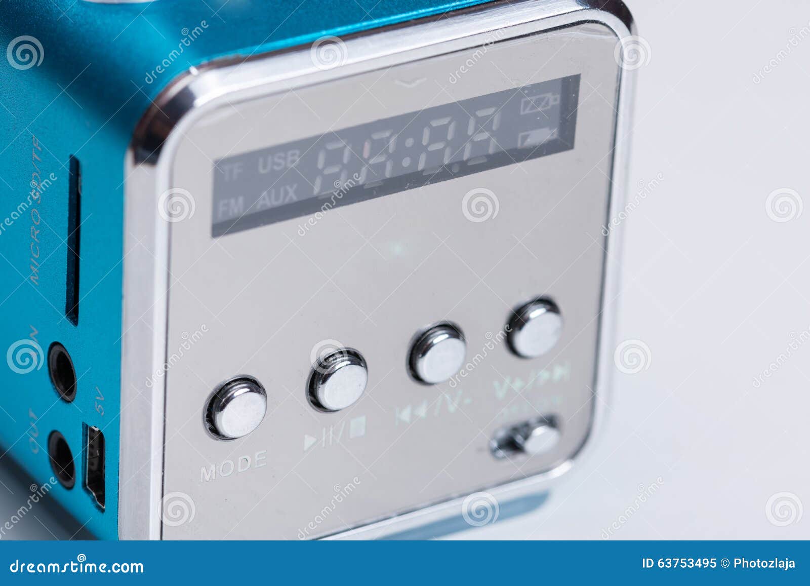 Mp3 Radio Player Box Blue Antenna Stock Image Image of music