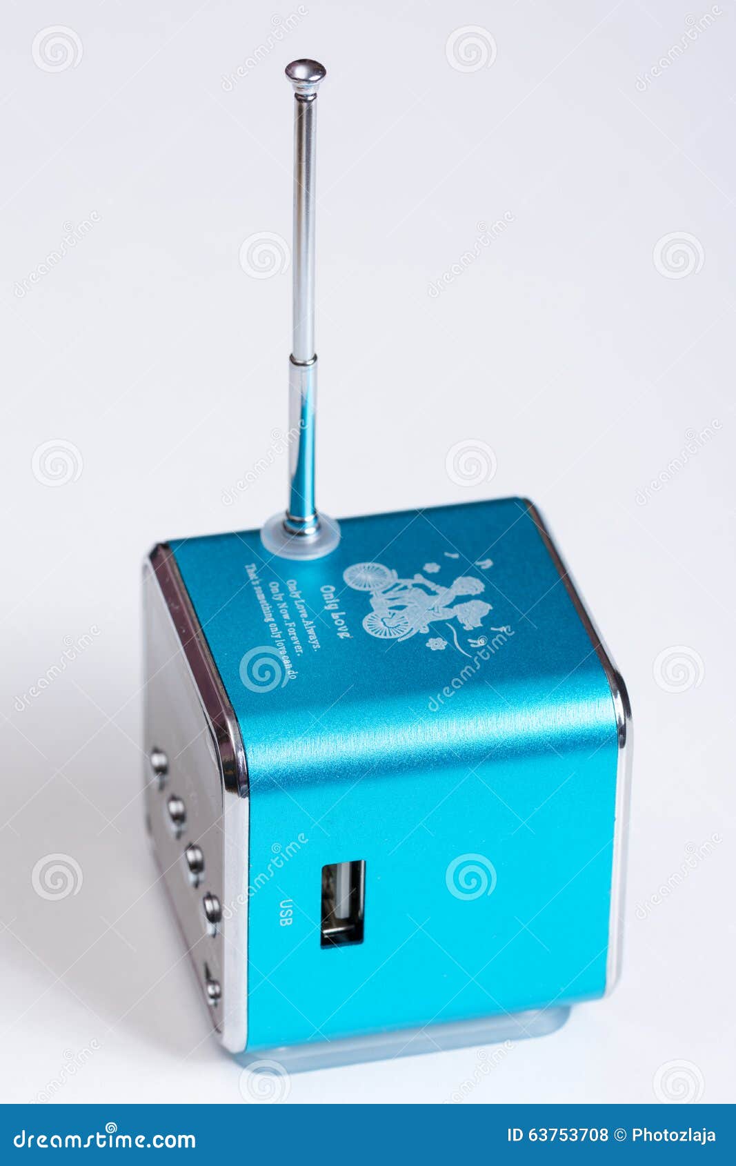 Mp3 Radio Player Box Blue Antenna Stock Photo Image of technology