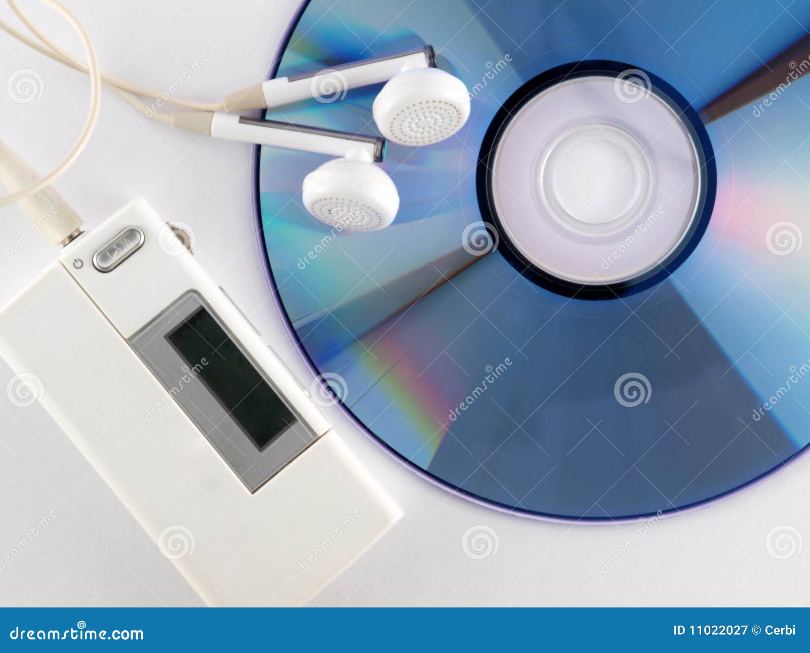 MP3 player, earbuds and CD stock image. Image of earbuds 11022027