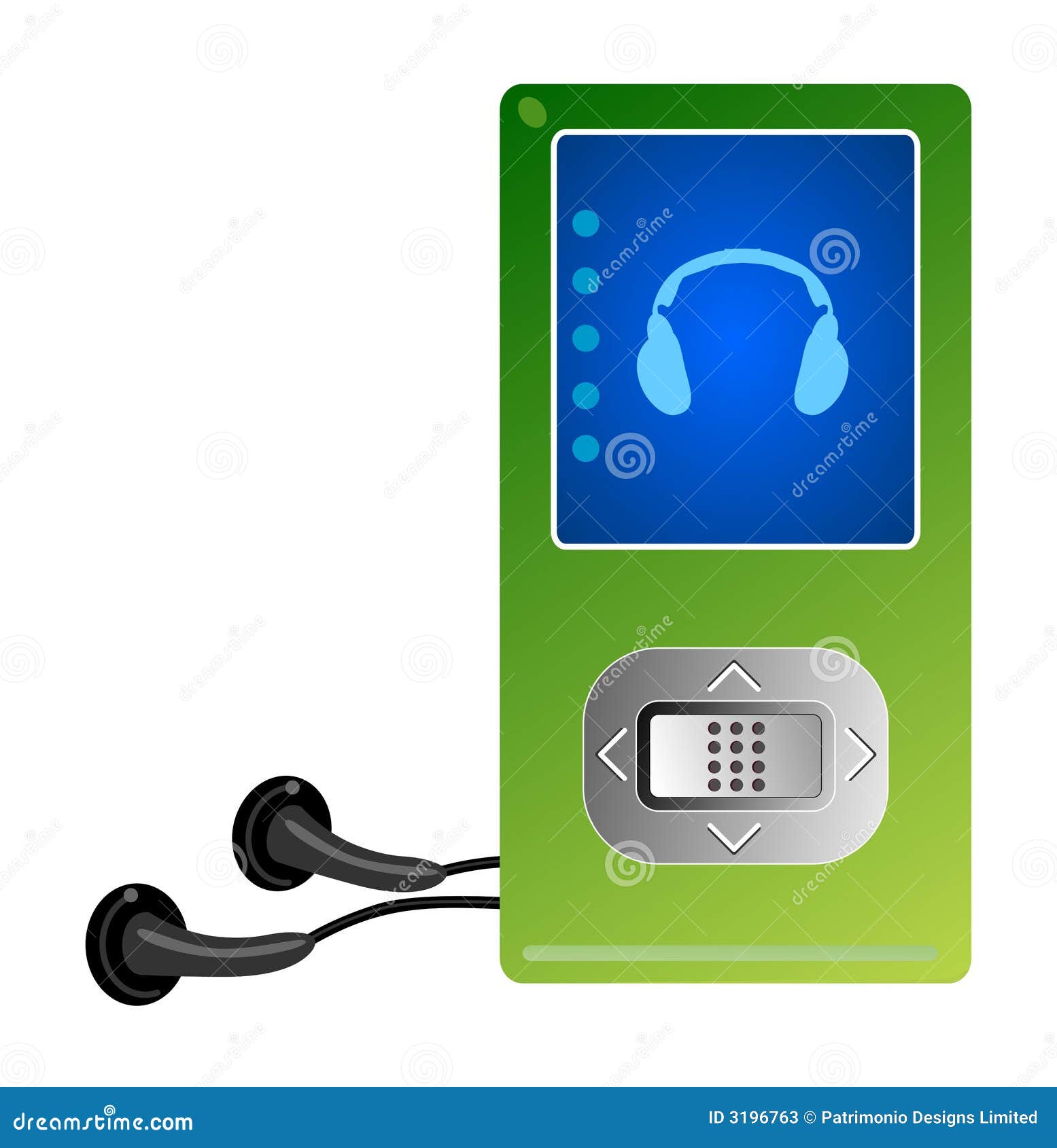 Mp3 player green stock illustration. Illustration of portable 3196763