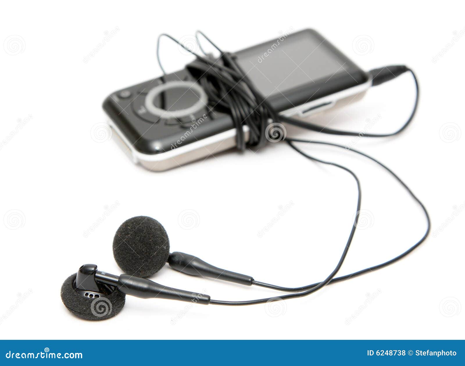 Mp3 player with headphones stock photo. Image of display - 6248738