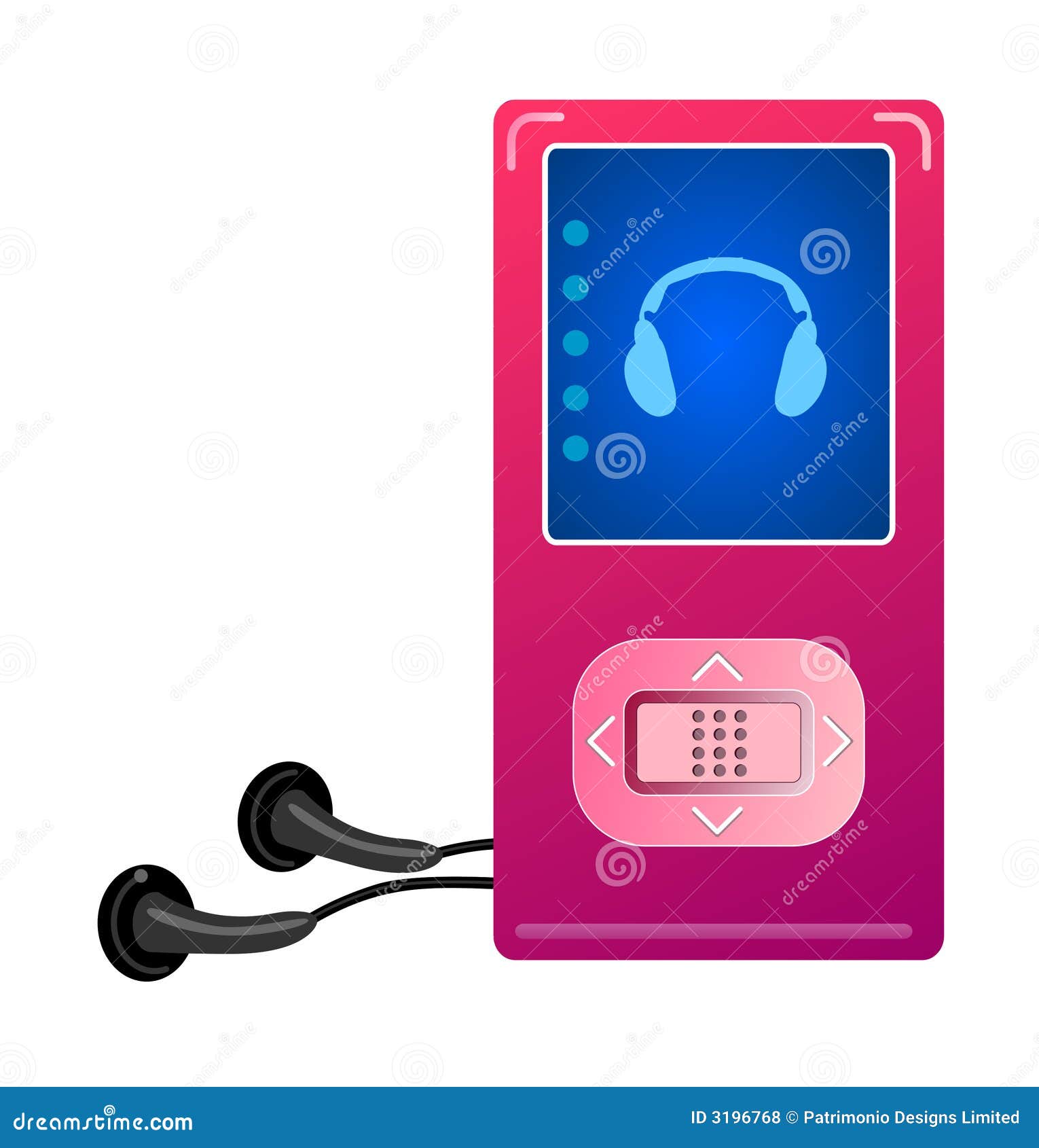 Mp3 player pink stock illustration. Illustration of background 3196768