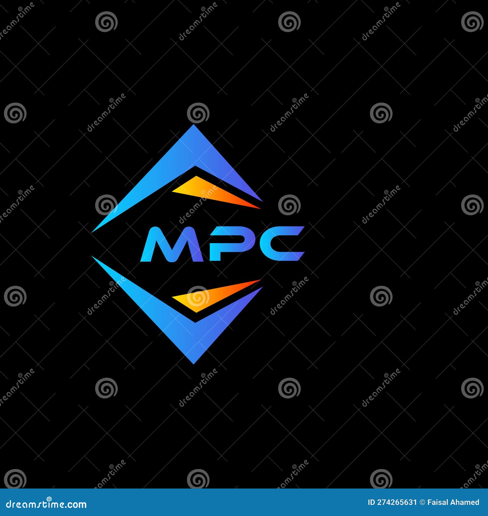 MPC Abstract Technology Logo Design on Black Background. MPC Creative