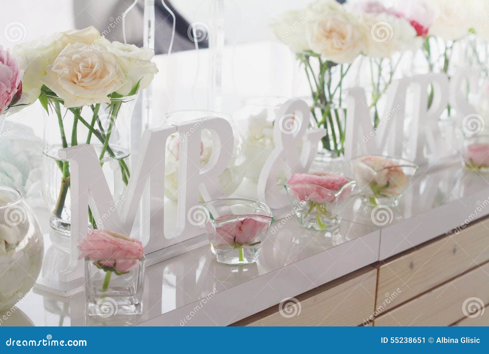 Mr and Mrs Wedding Table Decorations Stock Image - Image of soft