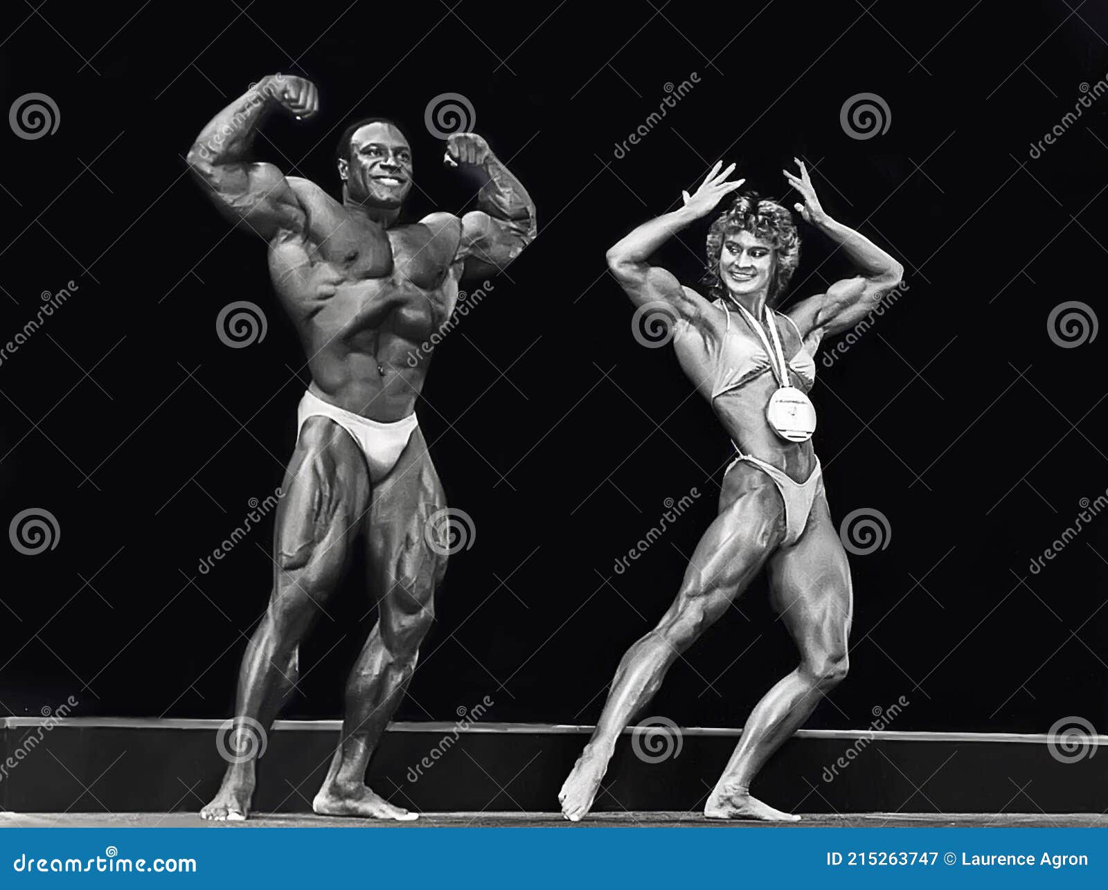 mr olympia lee haney ms corey everson pose montreal reigning ifbb surprises fans joining newly crowned as show off 215263747