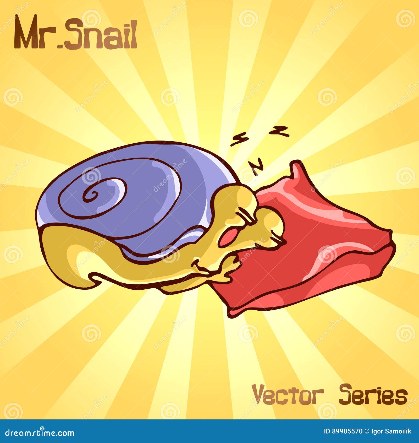 Mr. Snail with sleep stock vector. Illustration of background 89905570