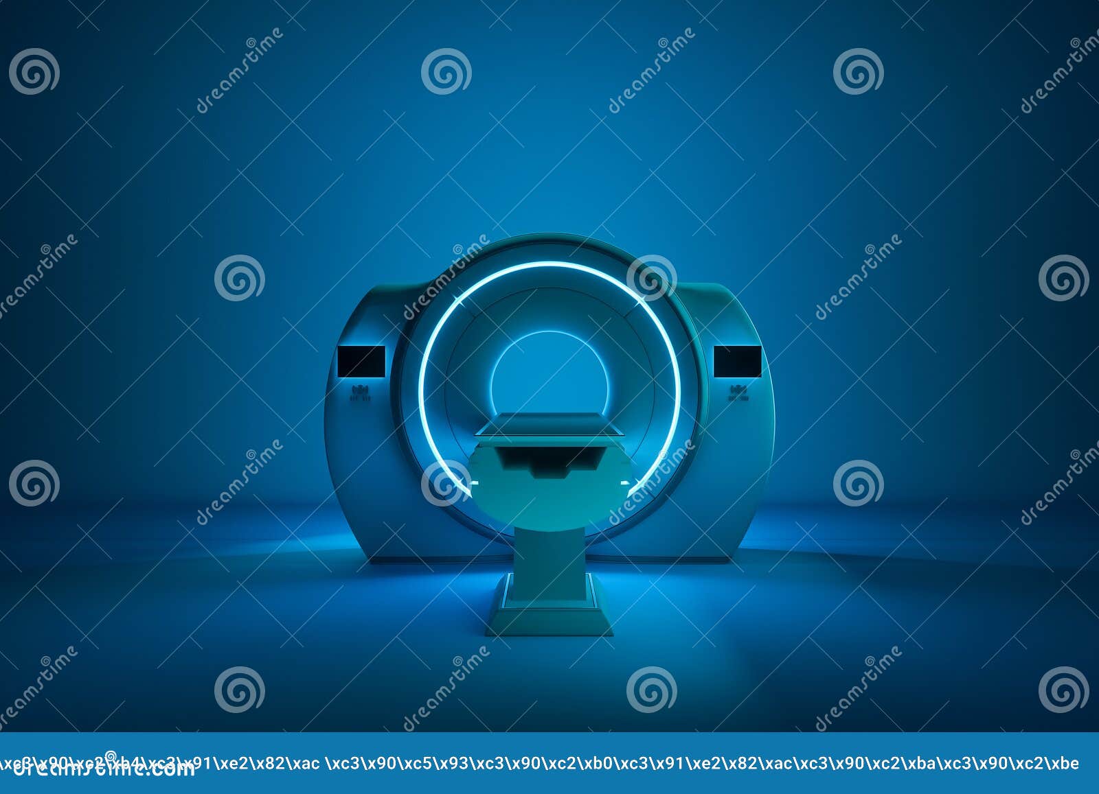 mri machine, magnetic resonance imaging machine on a dark blue background. concept medicine, technology, future. 3d rendering, 3d