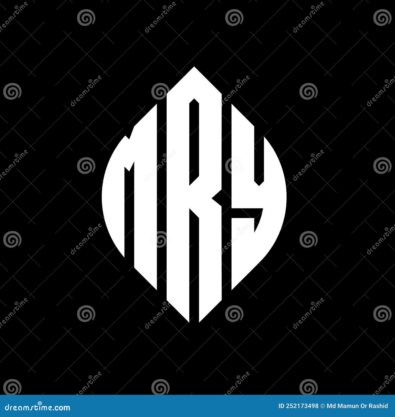 mry circle letter logo  with circle and ellipse . mry ellipse letters with typographic style. the three initials form a