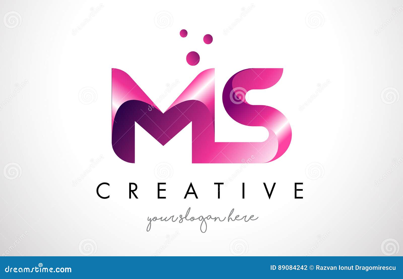 Ms Letter Logo Design With Purple Colors And Dots Stock Vector Illustration Of Elements Shades